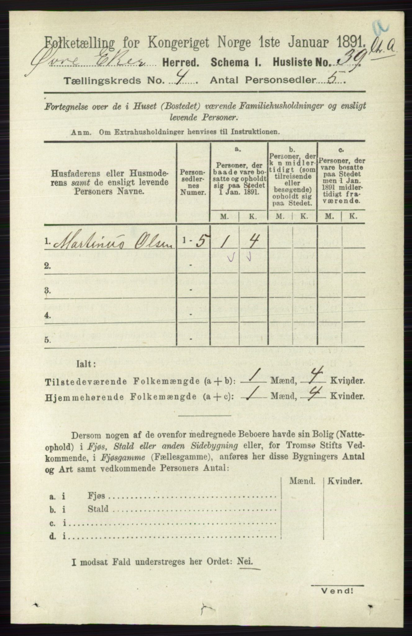 RA, 1891 census for 0624 Øvre Eiker, 1891, p. 1471