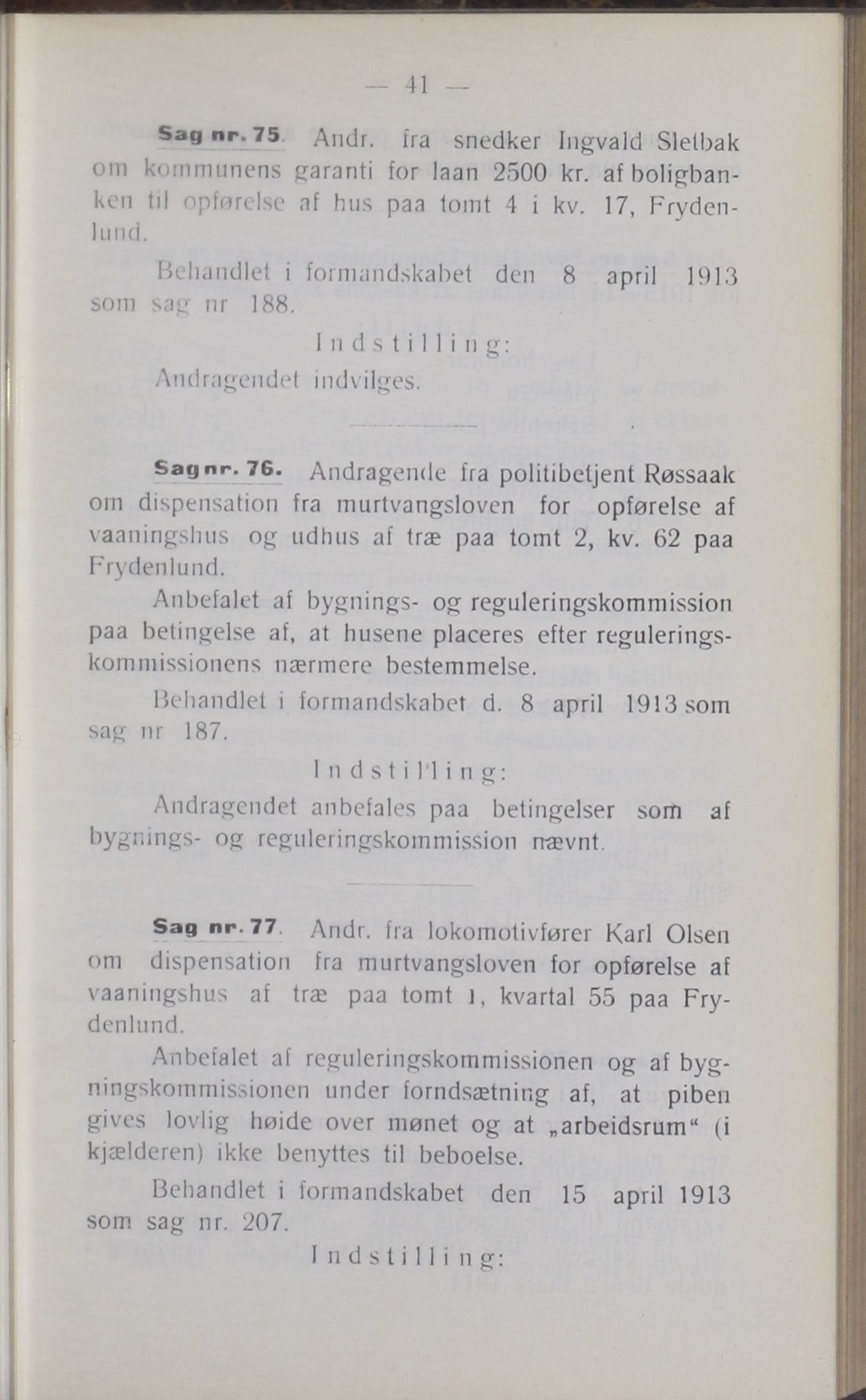 Narvik kommune. Formannskap , AIN/K-18050.150/A/Ab/L0003: Møtebok, 1913