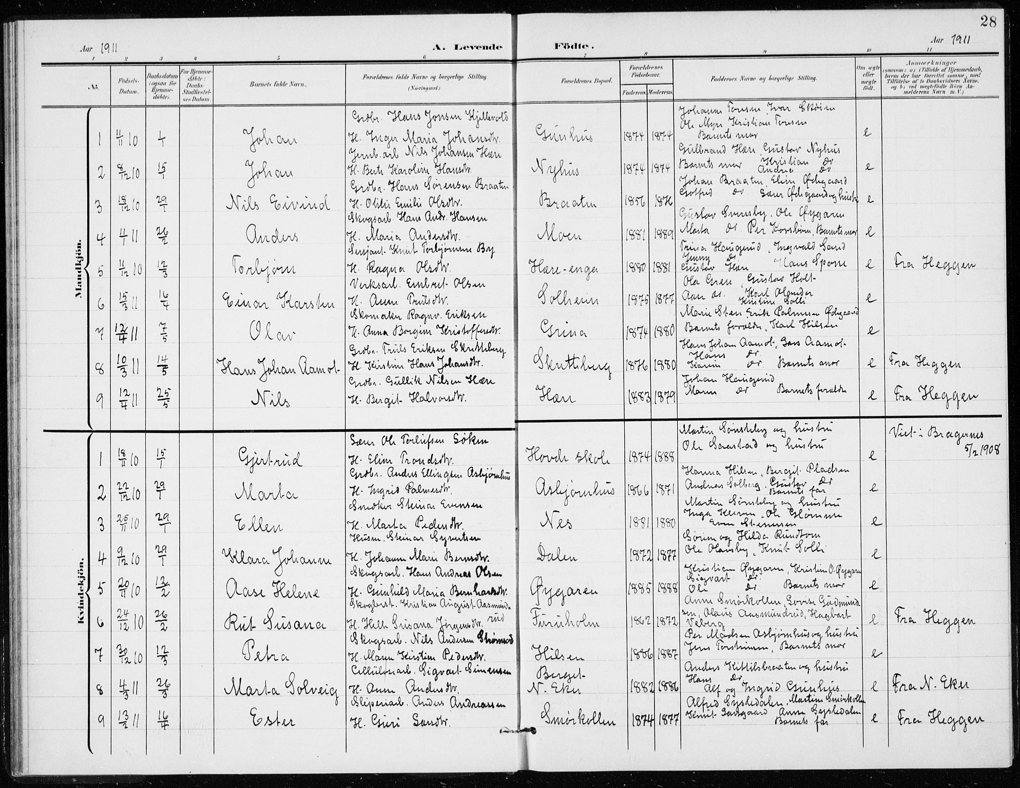 Modum kirkebøker, AV/SAKO-A-234/G/Gd/L0001: Parish register (copy) no. IV 1, 1901-1921, p. 28