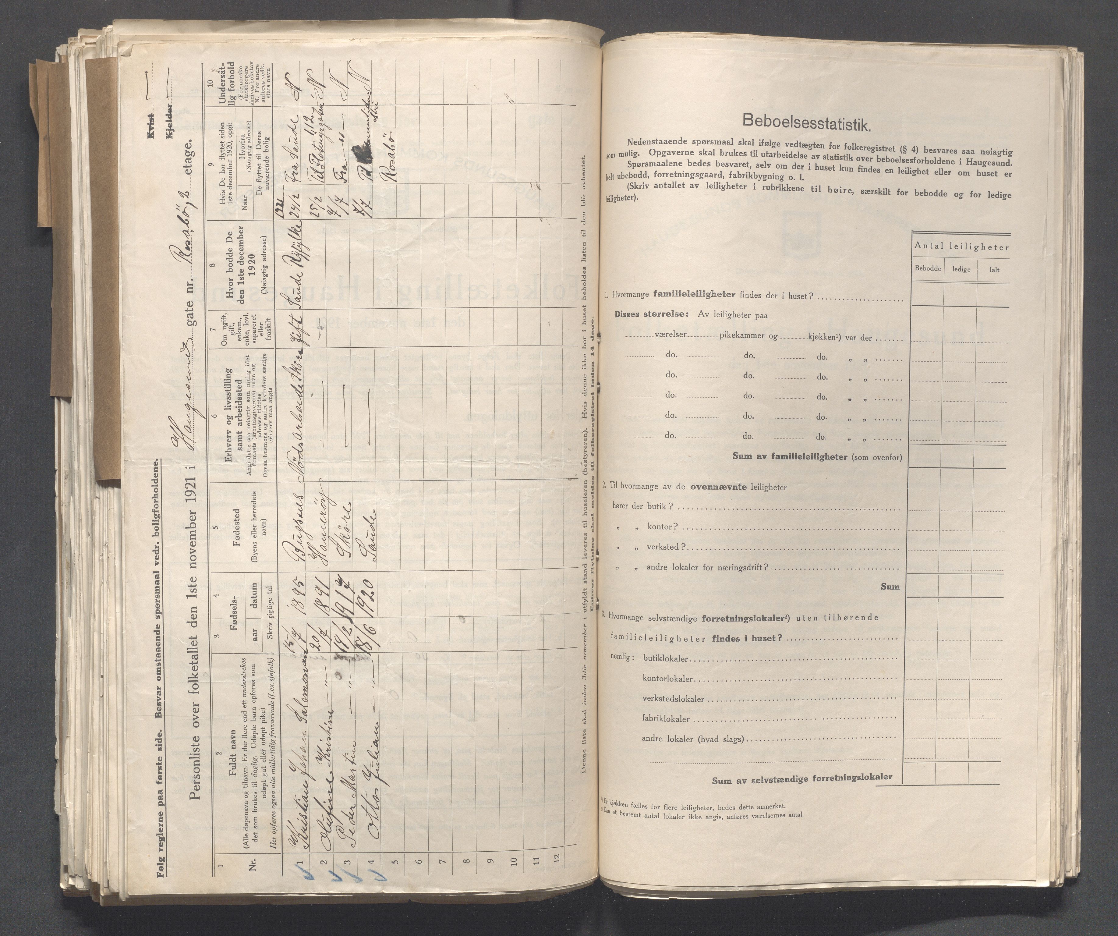 IKAR, Local census 1.11.1921 for Haugesund, 1921, p. 4168