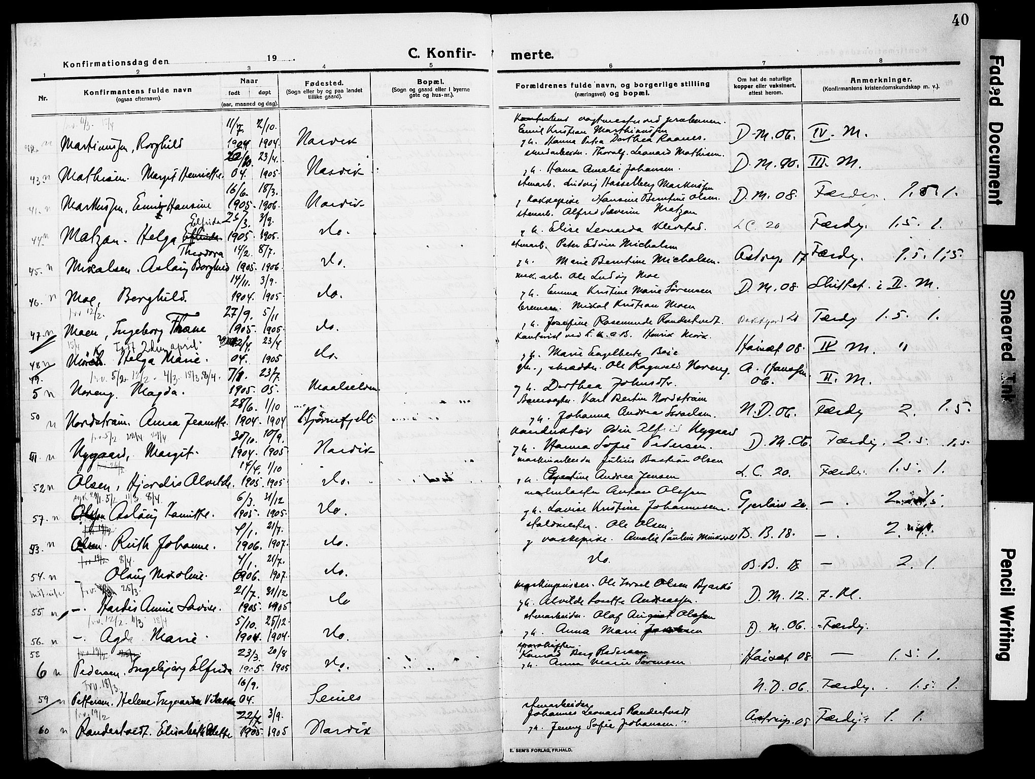 Ministerialprotokoller, klokkerbøker og fødselsregistre - Nordland, AV/SAT-A-1459/871/L0989: Parish register (official) no. 871A05, 1915-1922, p. 40