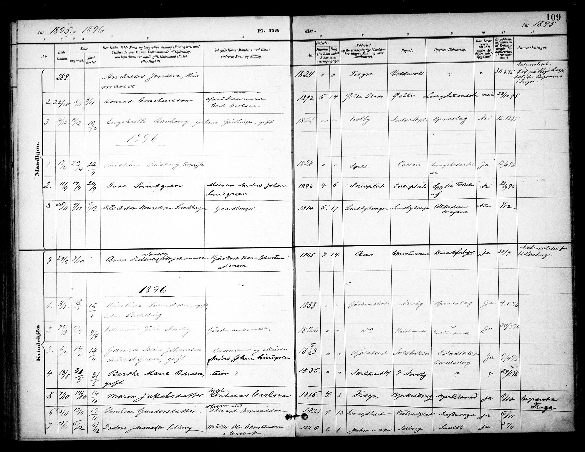 Ås prestekontor Kirkebøker, AV/SAO-A-10894/F/Fb/L0002: Parish register (official) no. II 2, 1895-1916, p. 109