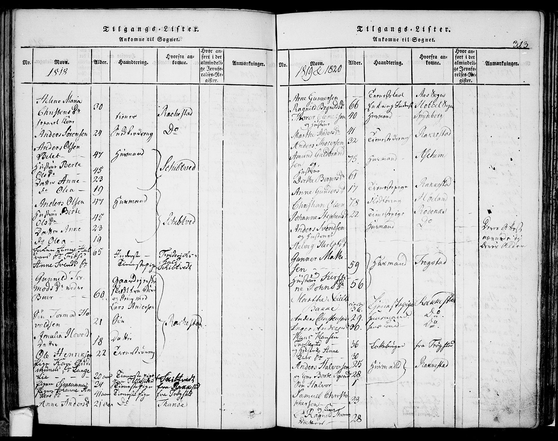 Eidsberg prestekontor Kirkebøker, SAO/A-10905/F/Fa/L0007: Parish register (official) no. I 7, 1814-1832, p. 313