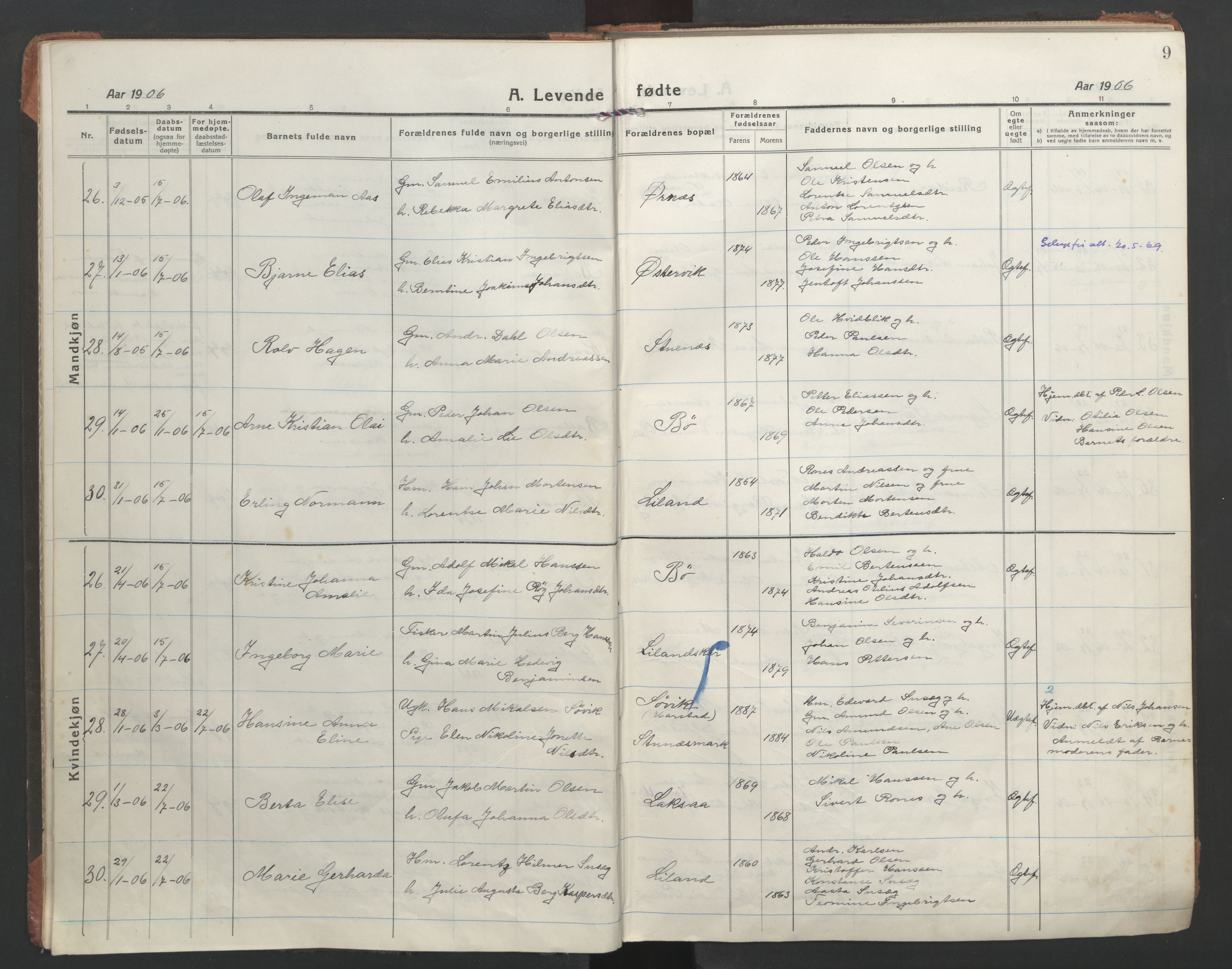 Ministerialprotokoller, klokkerbøker og fødselsregistre - Nordland, AV/SAT-A-1459/863/L0900: Parish register (official) no. 863A12, 1906-1915, p. 9