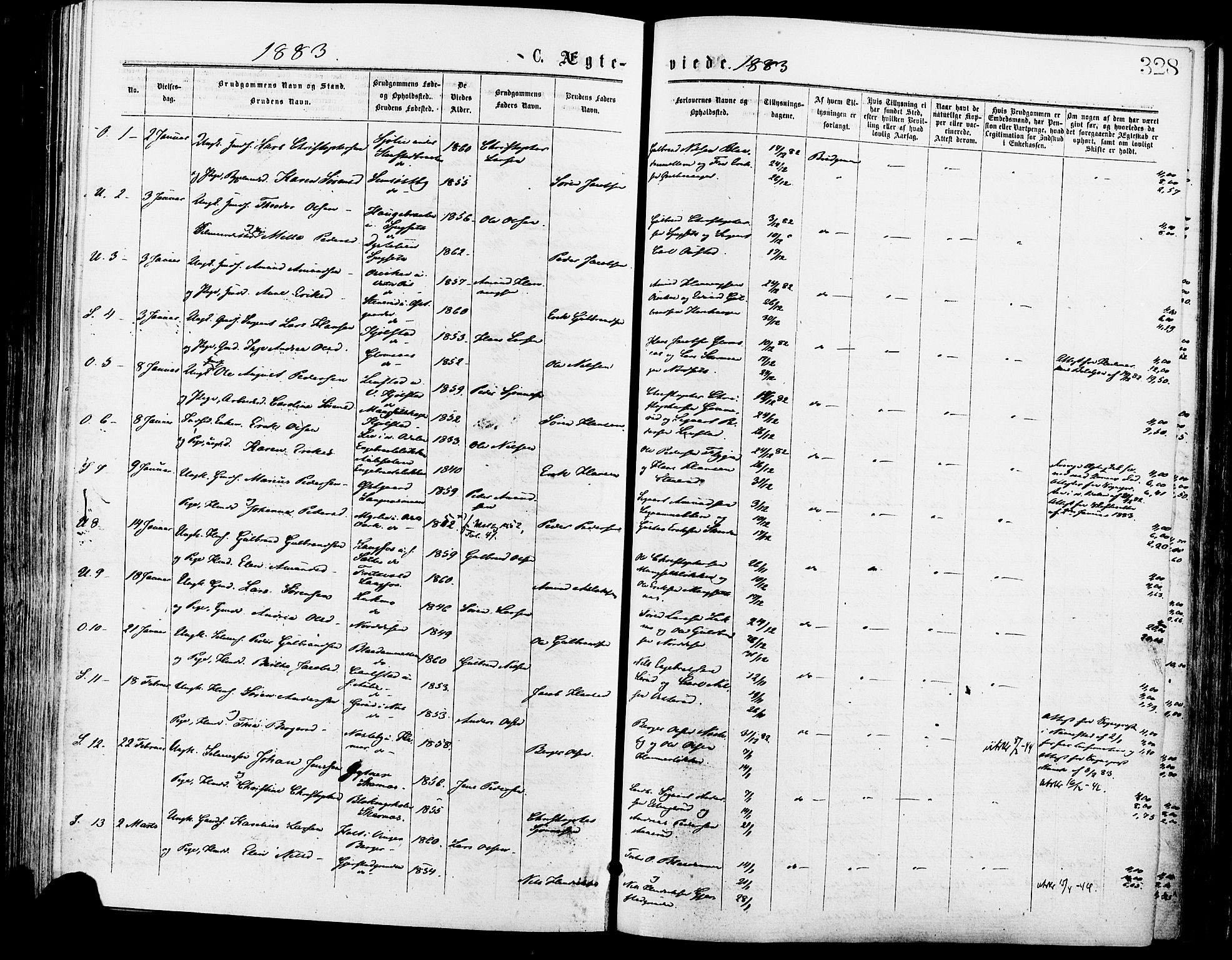 Sør-Odal prestekontor, AV/SAH-PREST-030/H/Ha/Haa/L0005: Parish register (official) no. 5, 1876-1885, p. 328