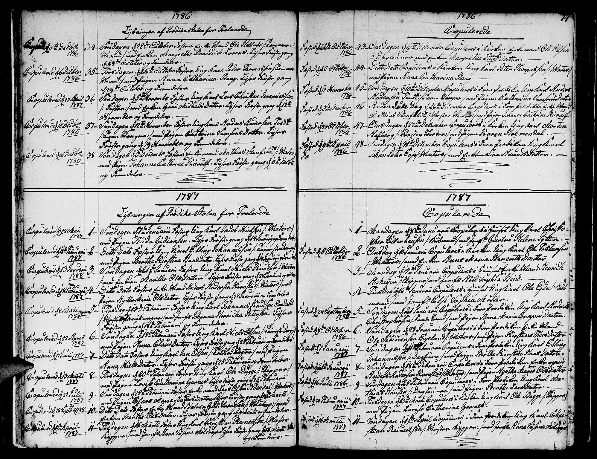 Nykirken Sokneprestembete, AV/SAB-A-77101/H/Hab: Parish register (copy) no. A 2, 1782-1847, p. 14
