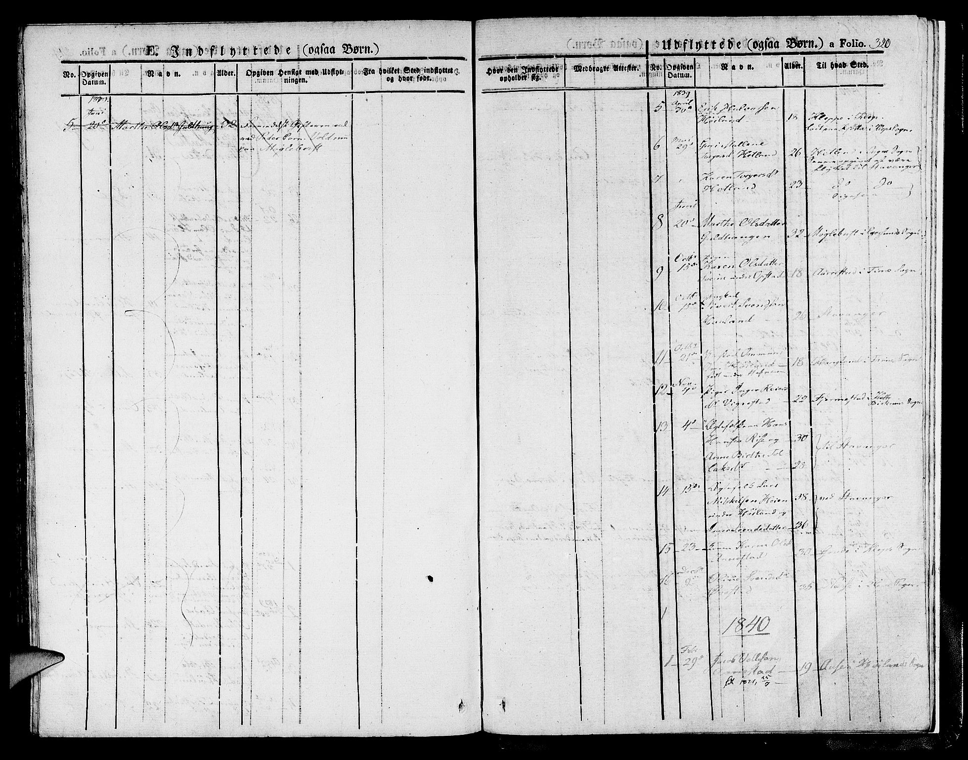 Hå sokneprestkontor, SAST/A-101801/001/30BA/L0004: Parish register (official) no. A 4.1 /1, 1826-1841, p. 320