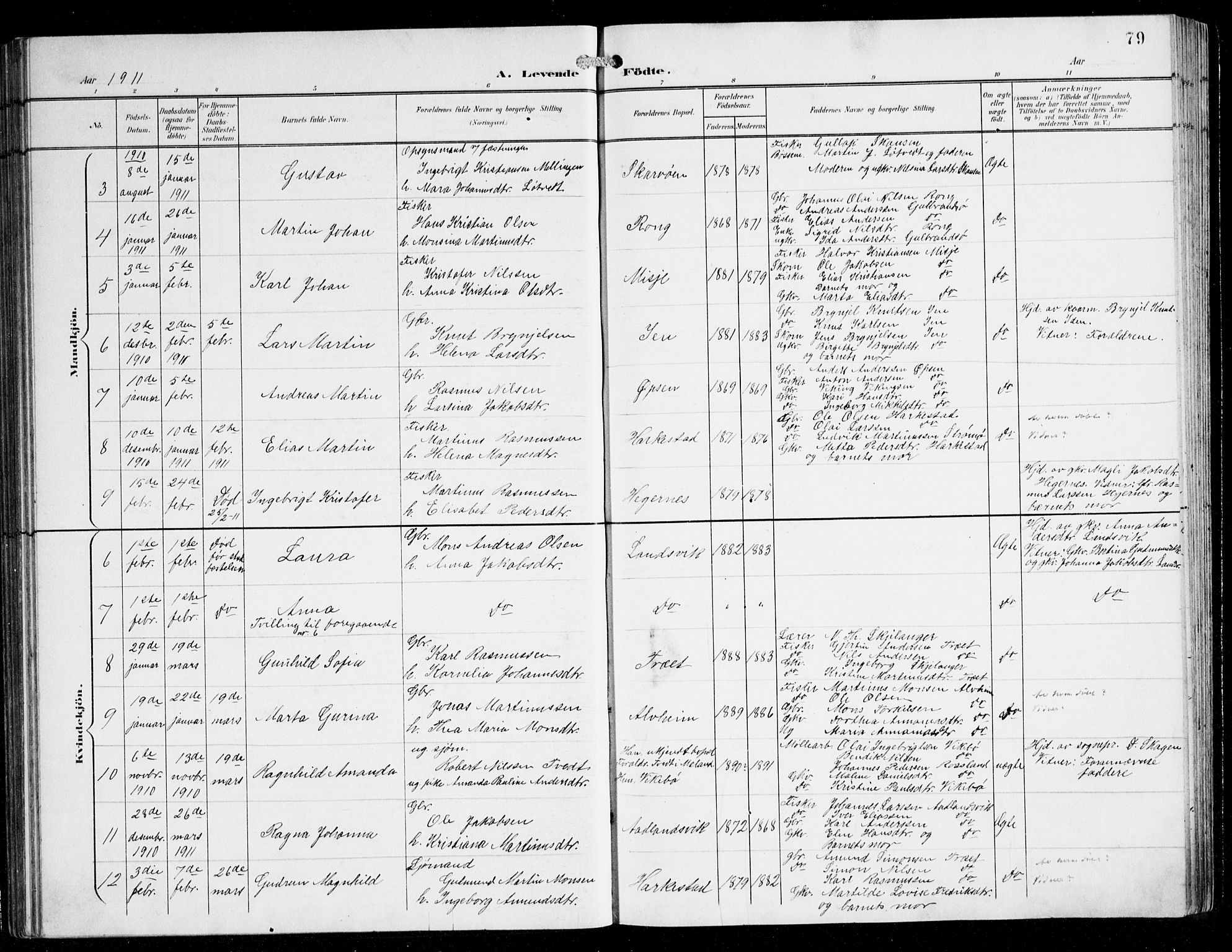 Herdla Sokneprestembete, SAB/A-75701/H/Hab: Parish register (copy) no. C 1, 1900-1913, p. 79