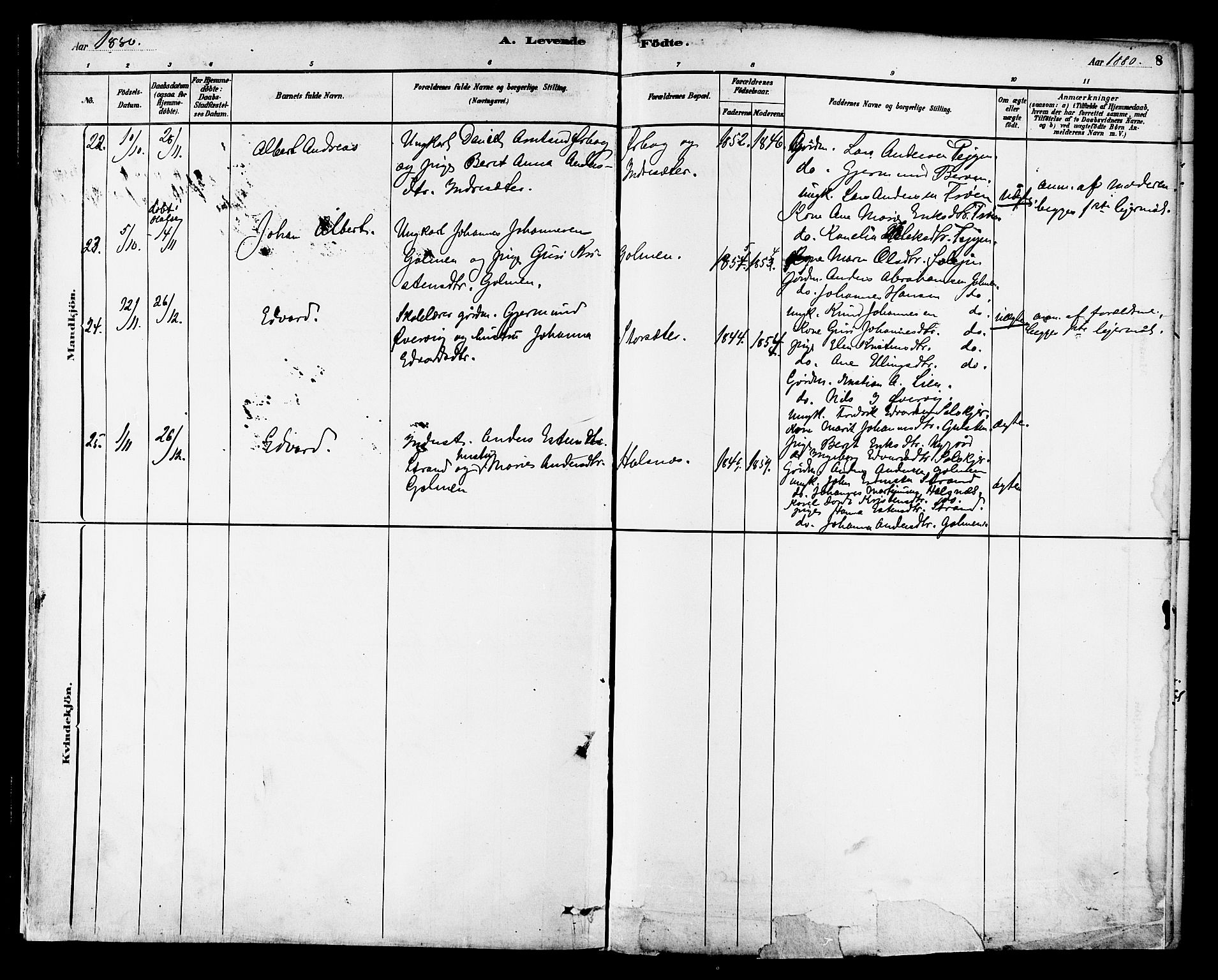 Ministerialprotokoller, klokkerbøker og fødselsregistre - Møre og Romsdal, AV/SAT-A-1454/577/L0896: Parish register (official) no. 577A03, 1880-1898, p. 8