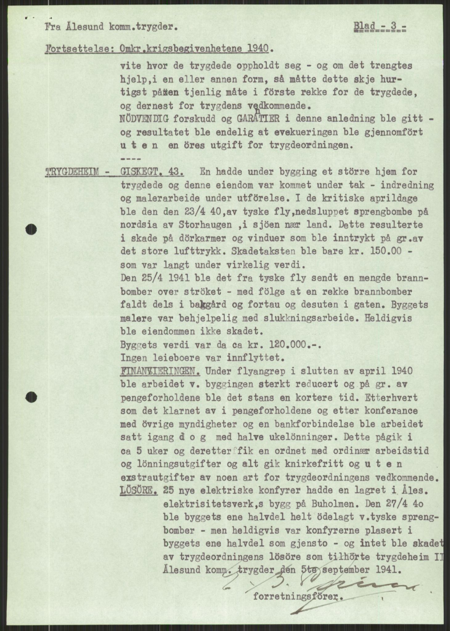 Forsvaret, Forsvarets krigshistoriske avdeling, AV/RA-RAFA-2017/Y/Ya/L0015: II-C-11-31 - Fylkesmenn.  Rapporter om krigsbegivenhetene 1940., 1940, p. 924