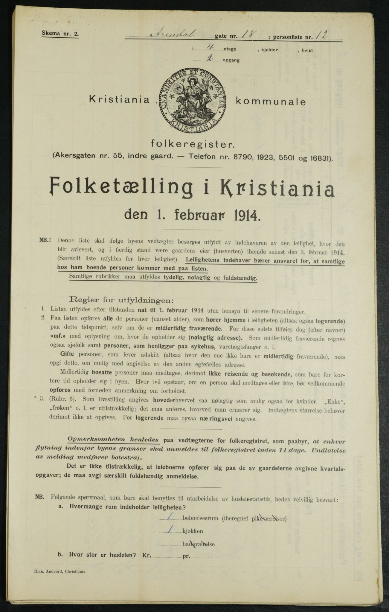 OBA, Municipal Census 1914 for Kristiania, 1914, p. 2114