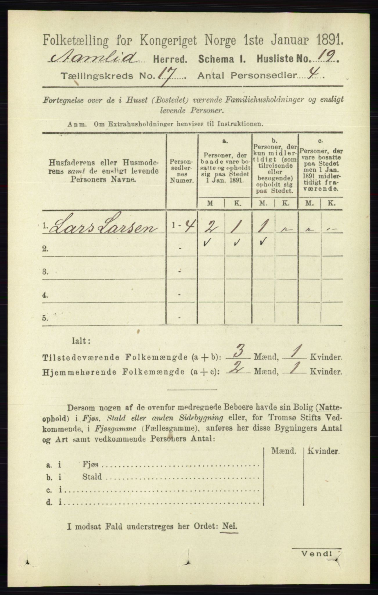 RA, 1891 census for 0929 Åmli, 1891, p. 2797