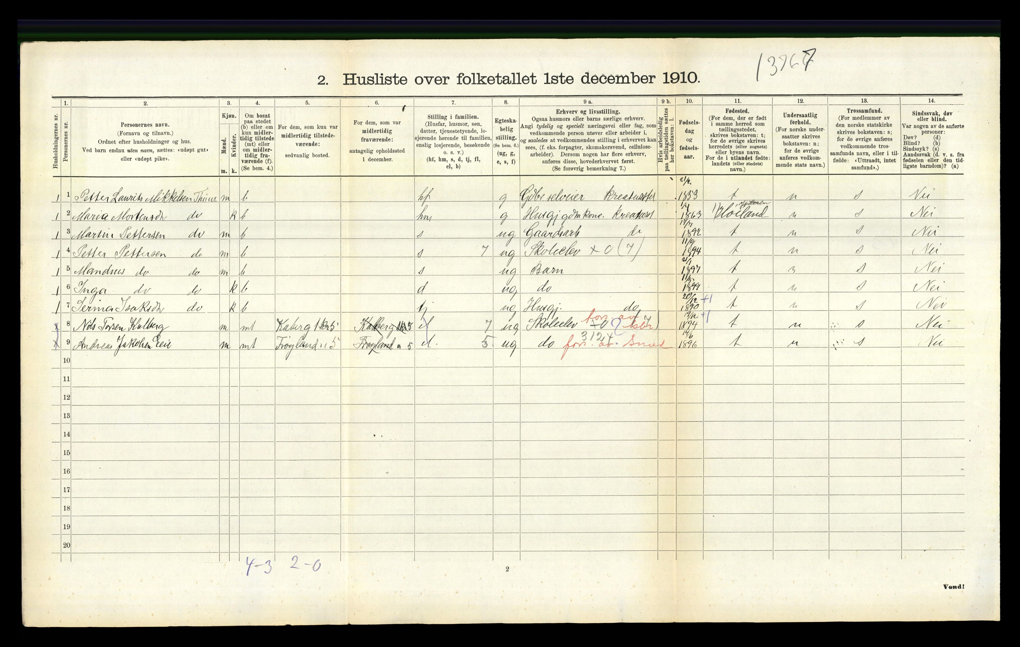 RA, 1910 census for Time, 1910, p. 626