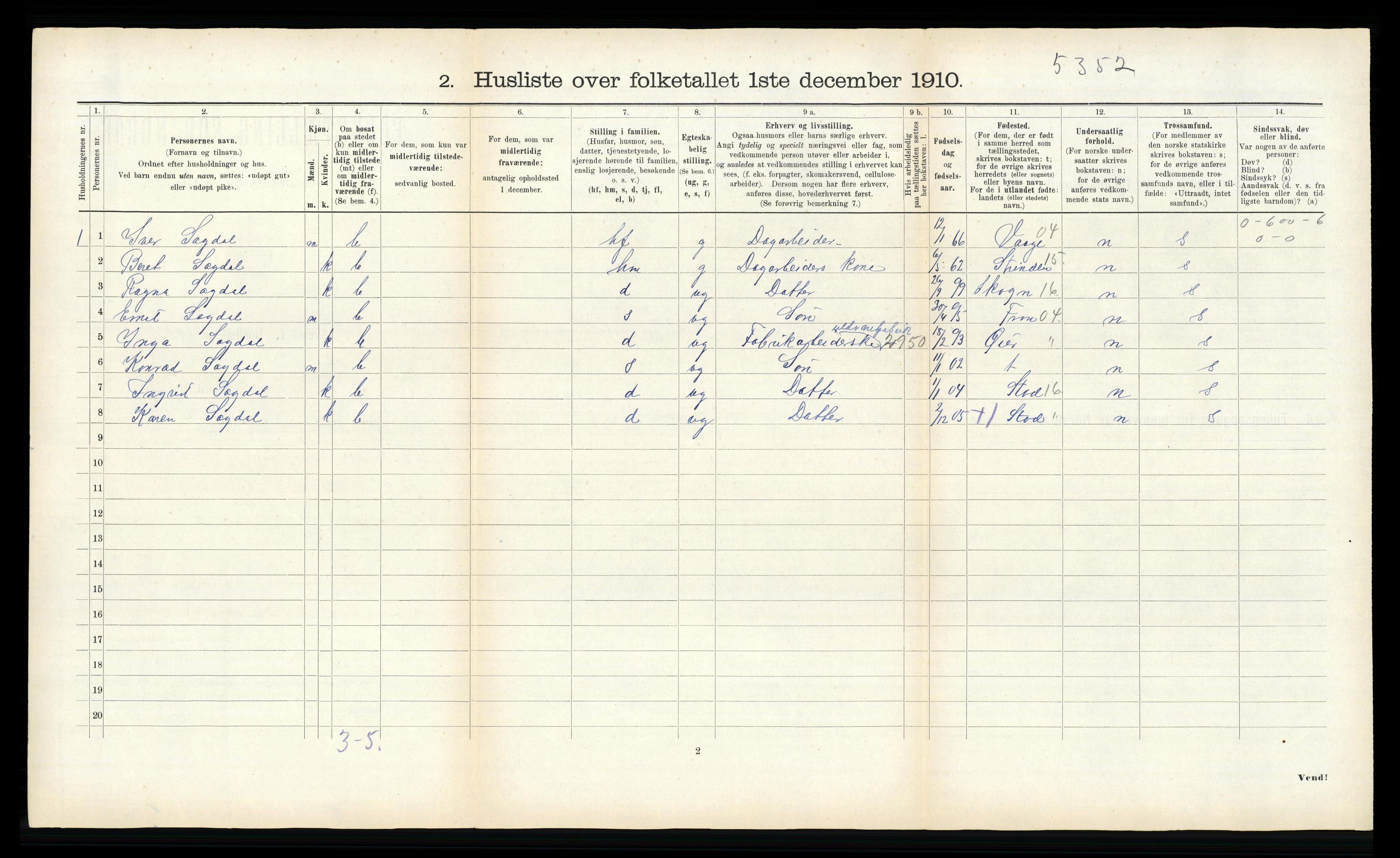 RA, 1910 census for Egge, 1910, p. 76