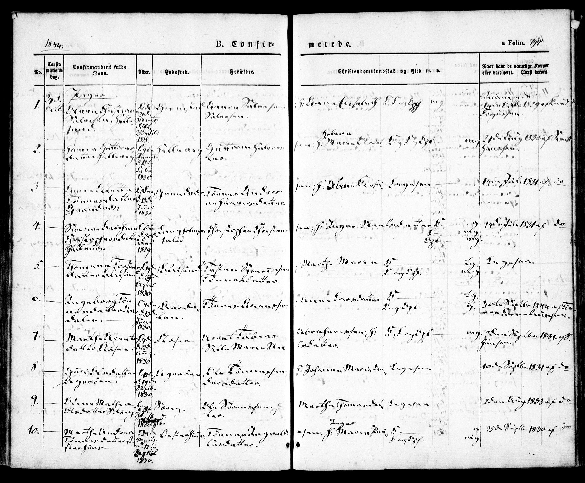 Høvåg sokneprestkontor, SAK/1111-0025/F/Fa/L0003: Parish register (official) no. A 3, 1843-1858, p. 195