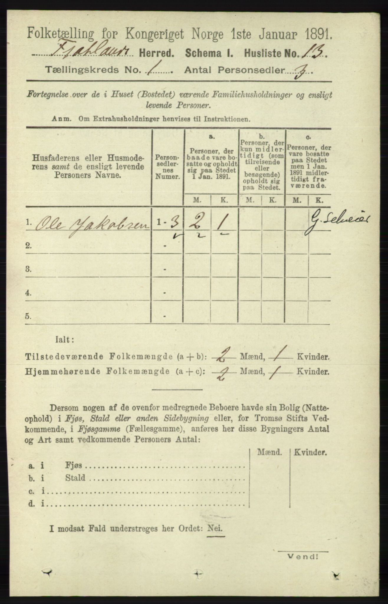 RA, 1891 census for 1036 Fjotland, 1891, p. 37