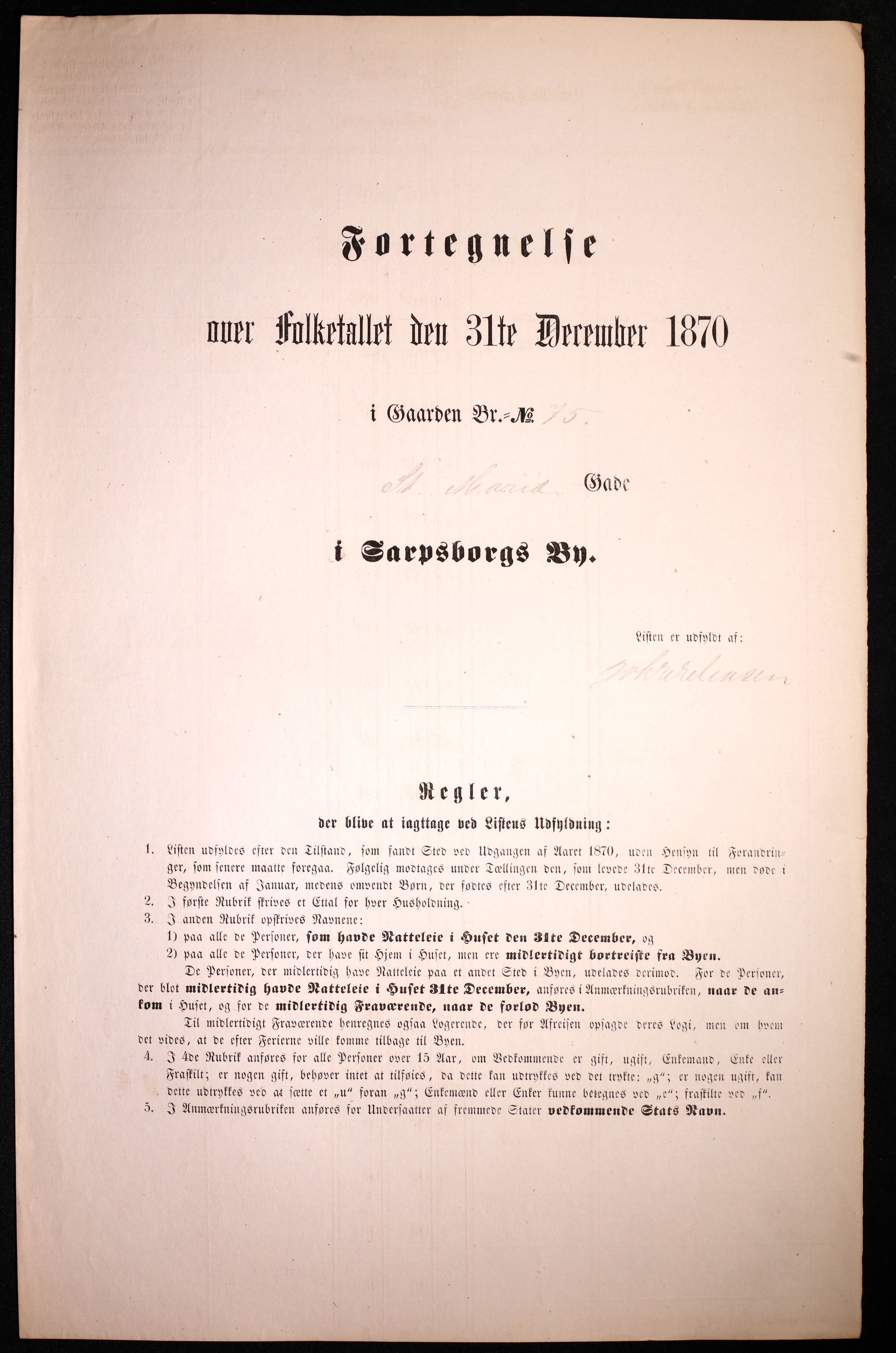 RA, 1870 census for 0102 Sarpsborg, 1870, p. 457