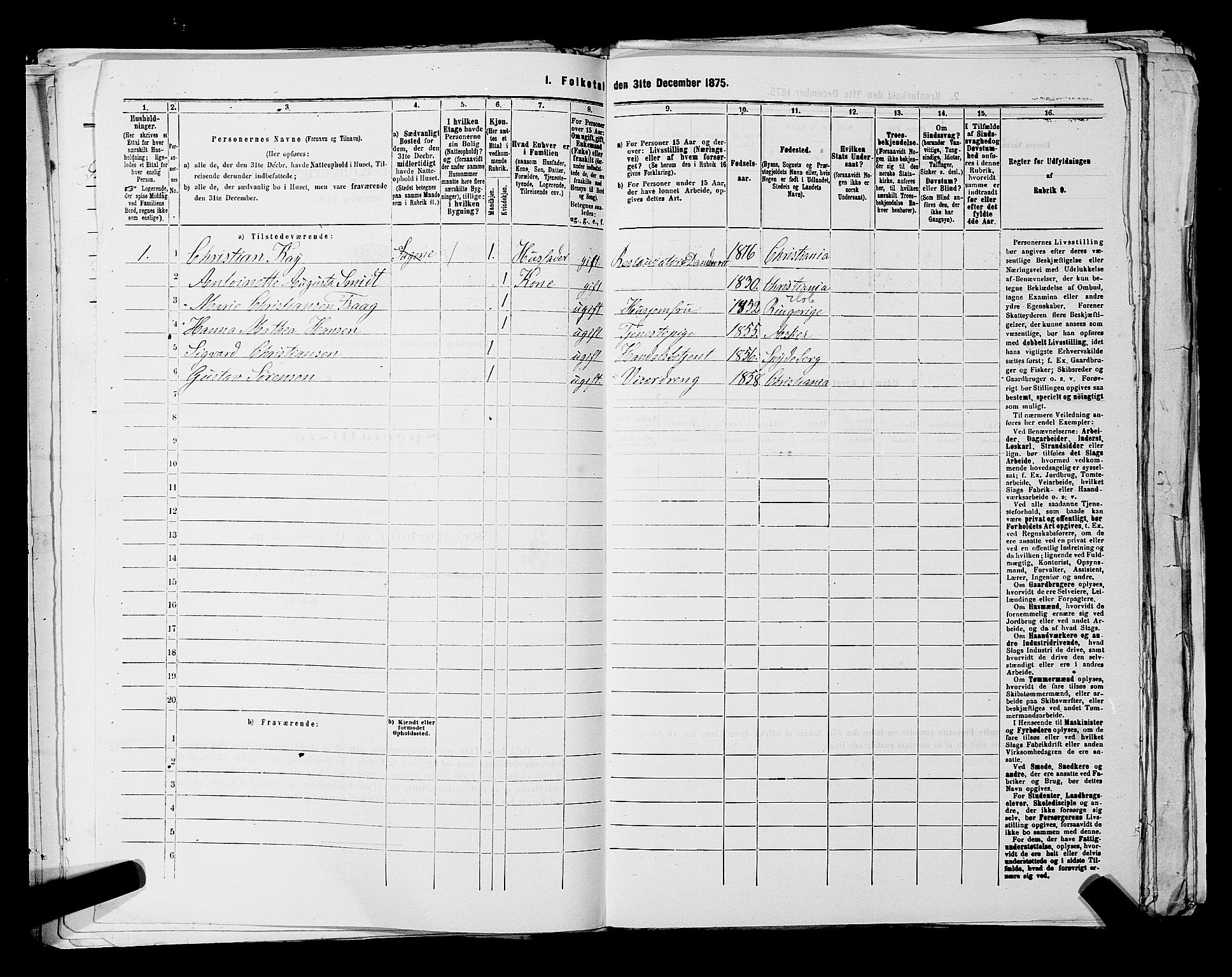 RA, 1875 census for 0301 Kristiania, 1875, p. 6376