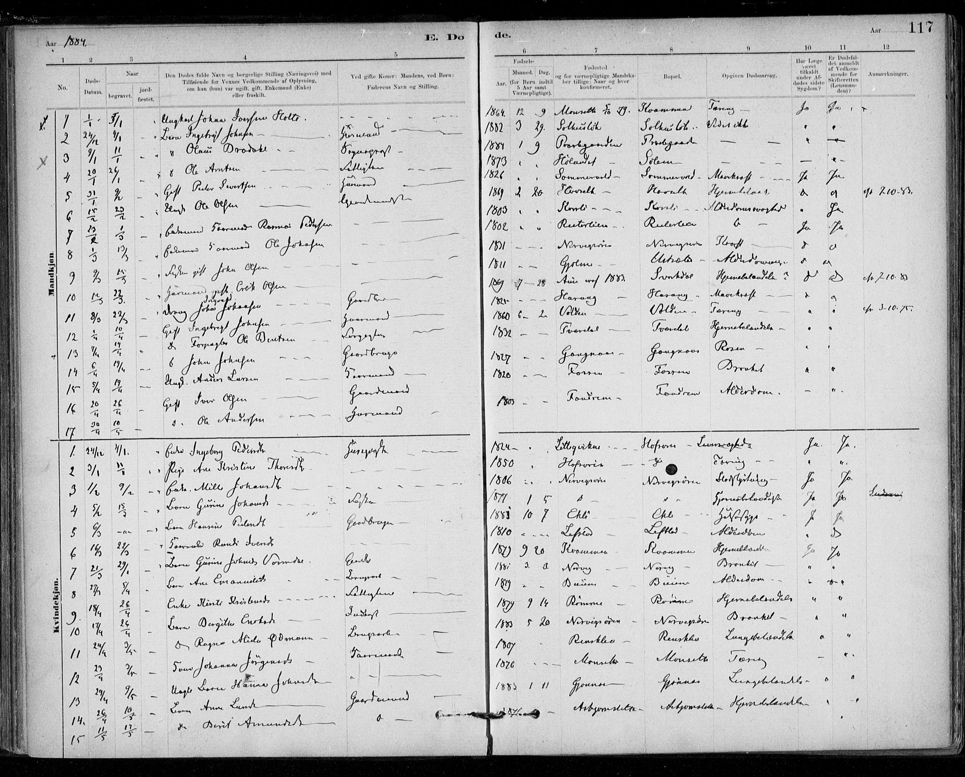 Ministerialprotokoller, klokkerbøker og fødselsregistre - Sør-Trøndelag, SAT/A-1456/668/L0810: Parish register (official) no. 668A10, 1881-1894, p. 117