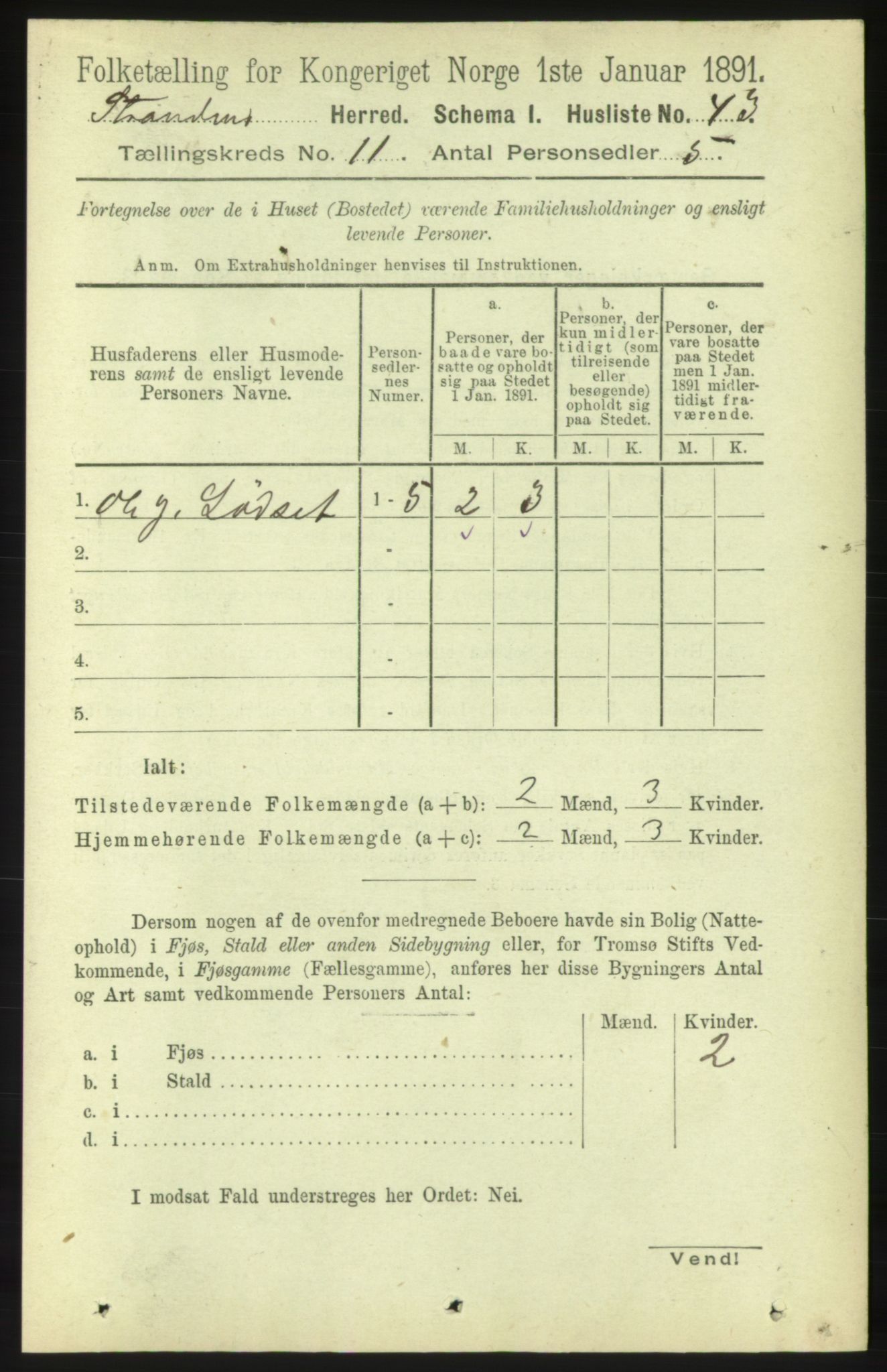 RA, 1891 census for 1525 Stranda, 1891, p. 2464