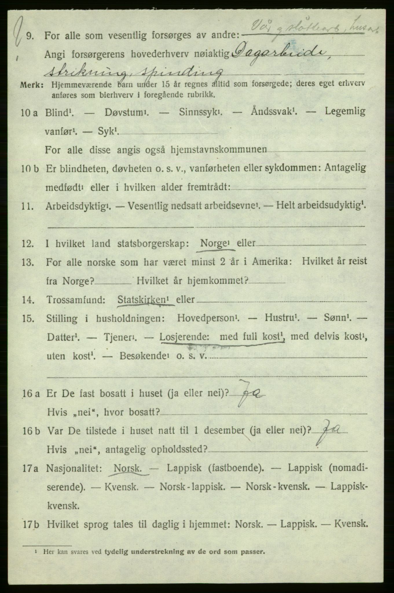 SATØ, 1920 census for Loppa, 1920, p. 895