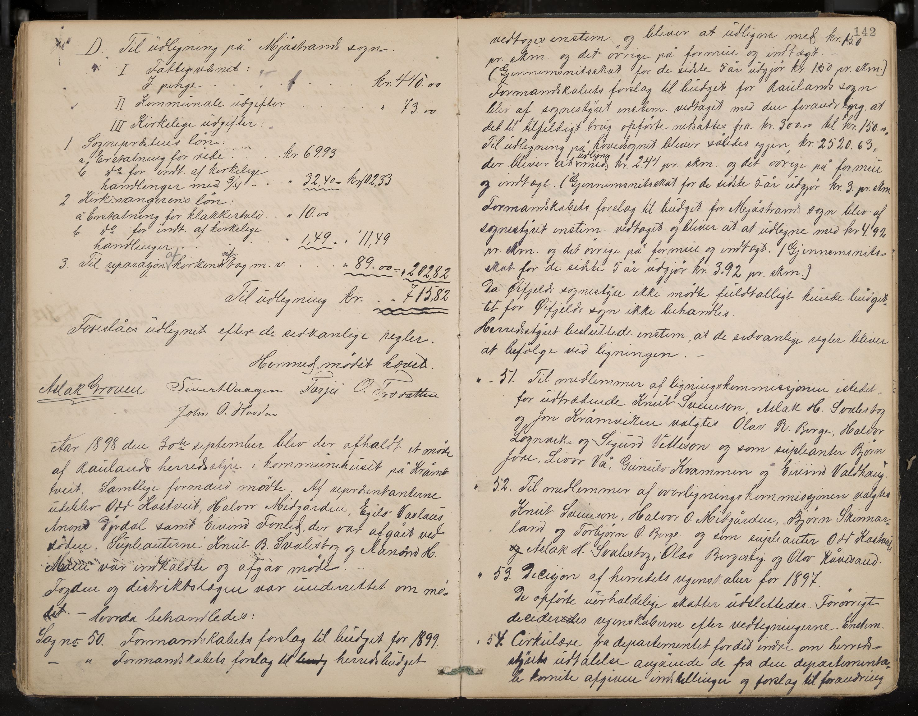 Rauland formannskap og sentraladministrasjon, IKAK/0835021/A/Aa/L0002: Møtebok, 1884-1908, p. 142