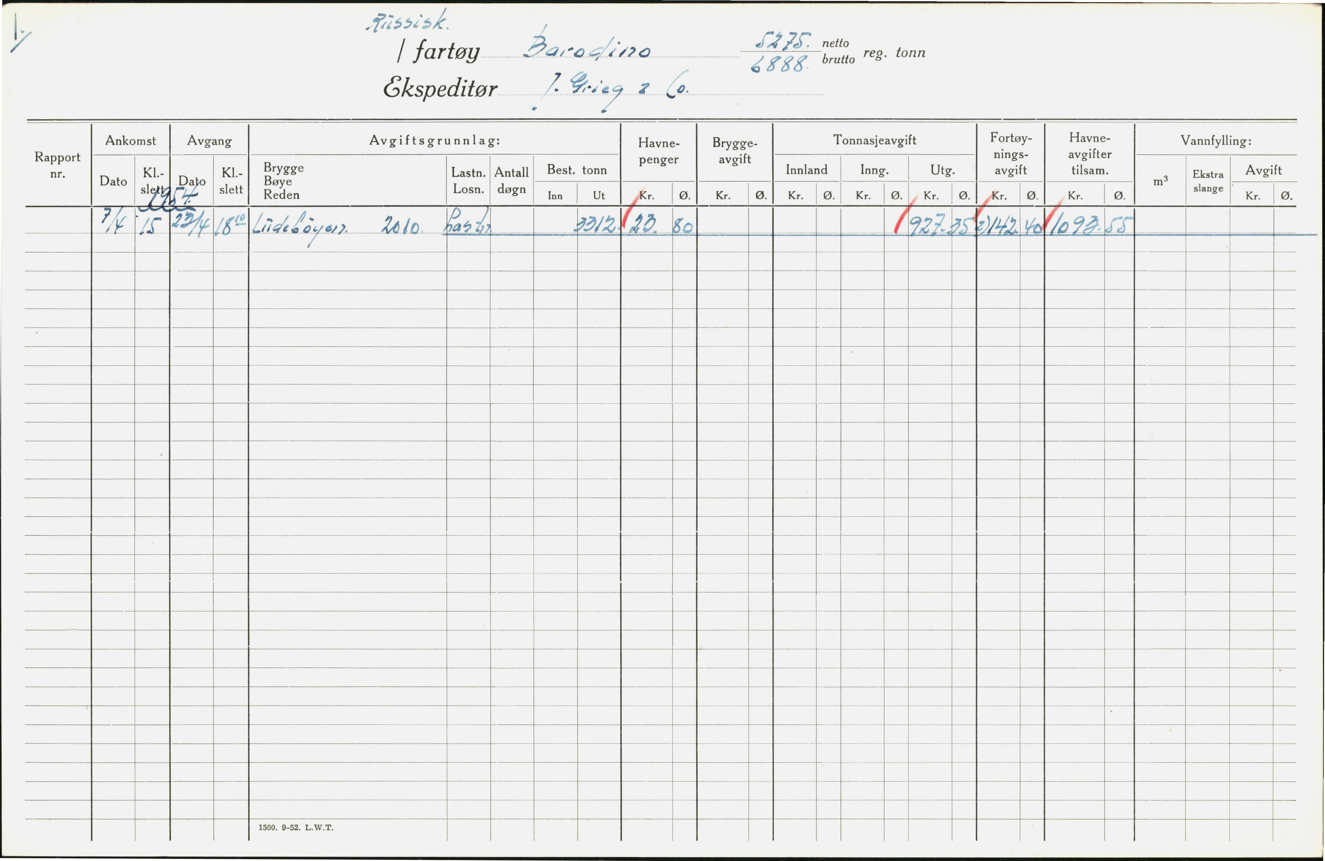 Bergen kommune. Havnekontor/havnefogd, BBA/A-0742/H/Ha/Hac/L0008: Skipsregister Borkumrift-Brimanger, 1941-1975