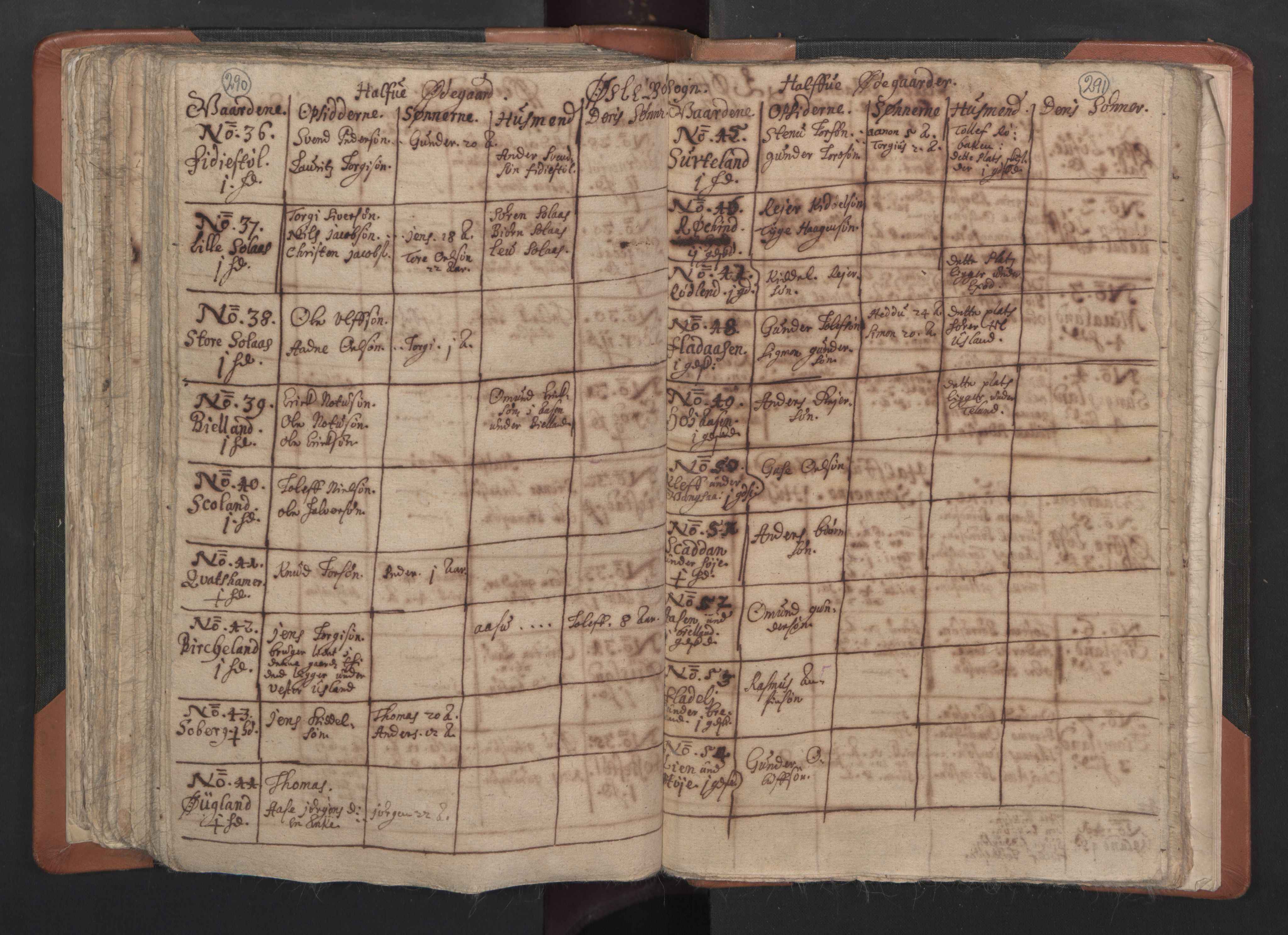 RA, Vicar's Census 1664-1666, no. 15: Mandal deanery, 1664-1666, p. 290-291