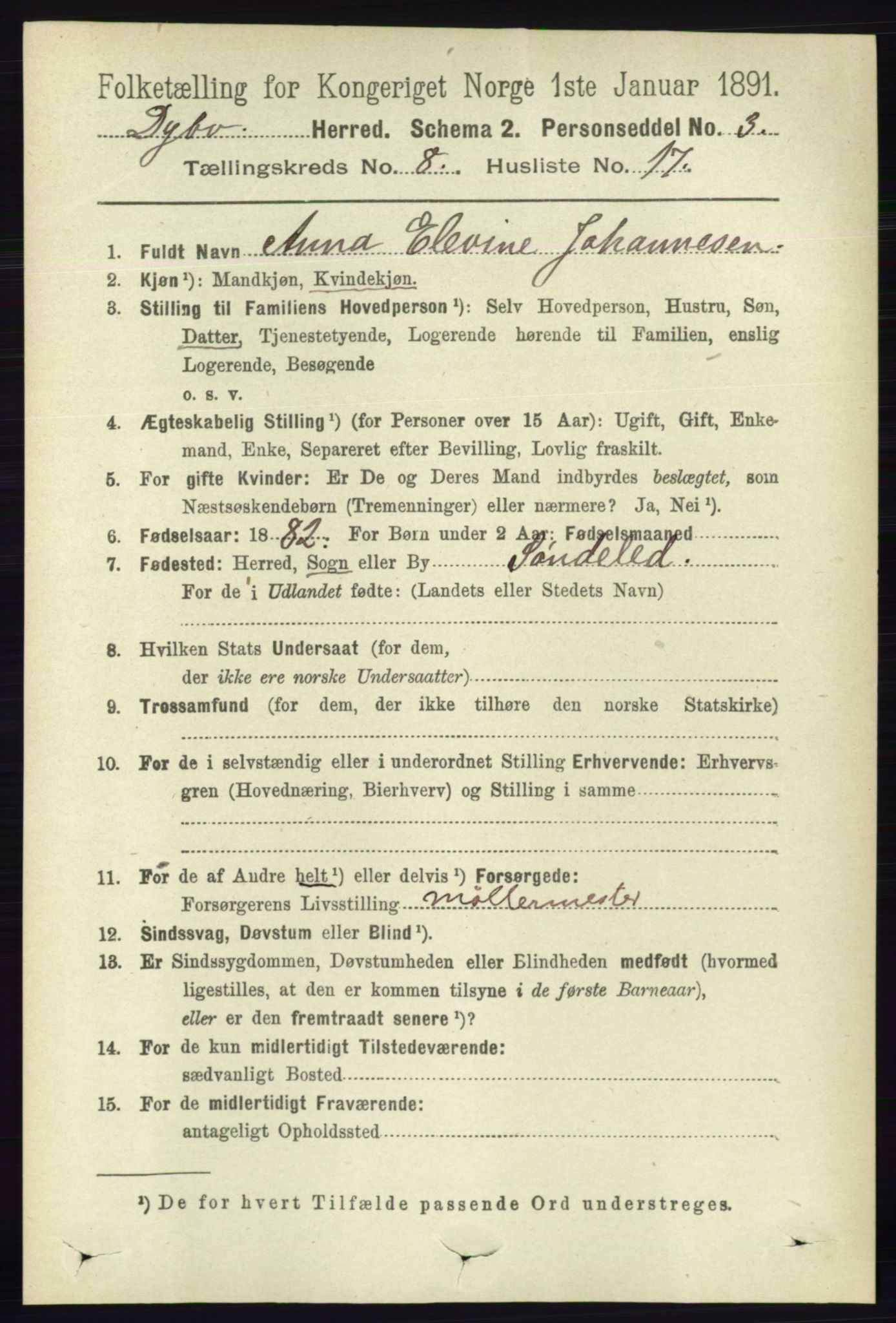 RA, 1891 census for 0915 Dypvåg, 1891, p. 2817