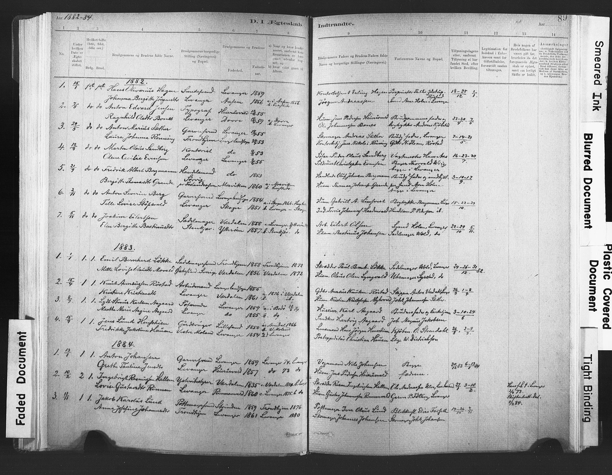 Ministerialprotokoller, klokkerbøker og fødselsregistre - Nord-Trøndelag, AV/SAT-A-1458/720/L0189: Parish register (official) no. 720A05, 1880-1911, p. 89