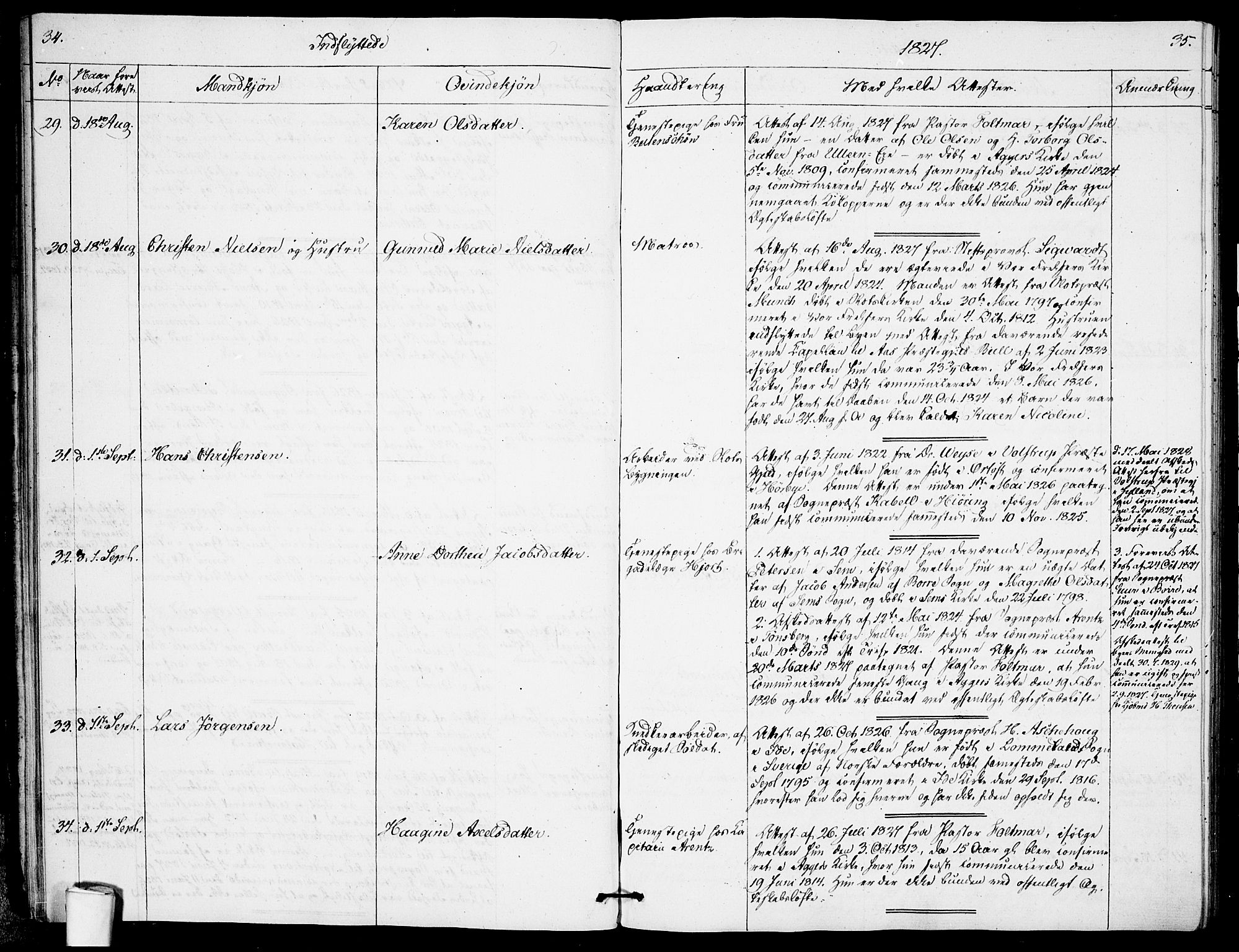 Garnisonsmenigheten Kirkebøker, SAO/A-10846/F/Fa/L0005: Parish register (official) no. 5, 1824-1830, p. 34-35