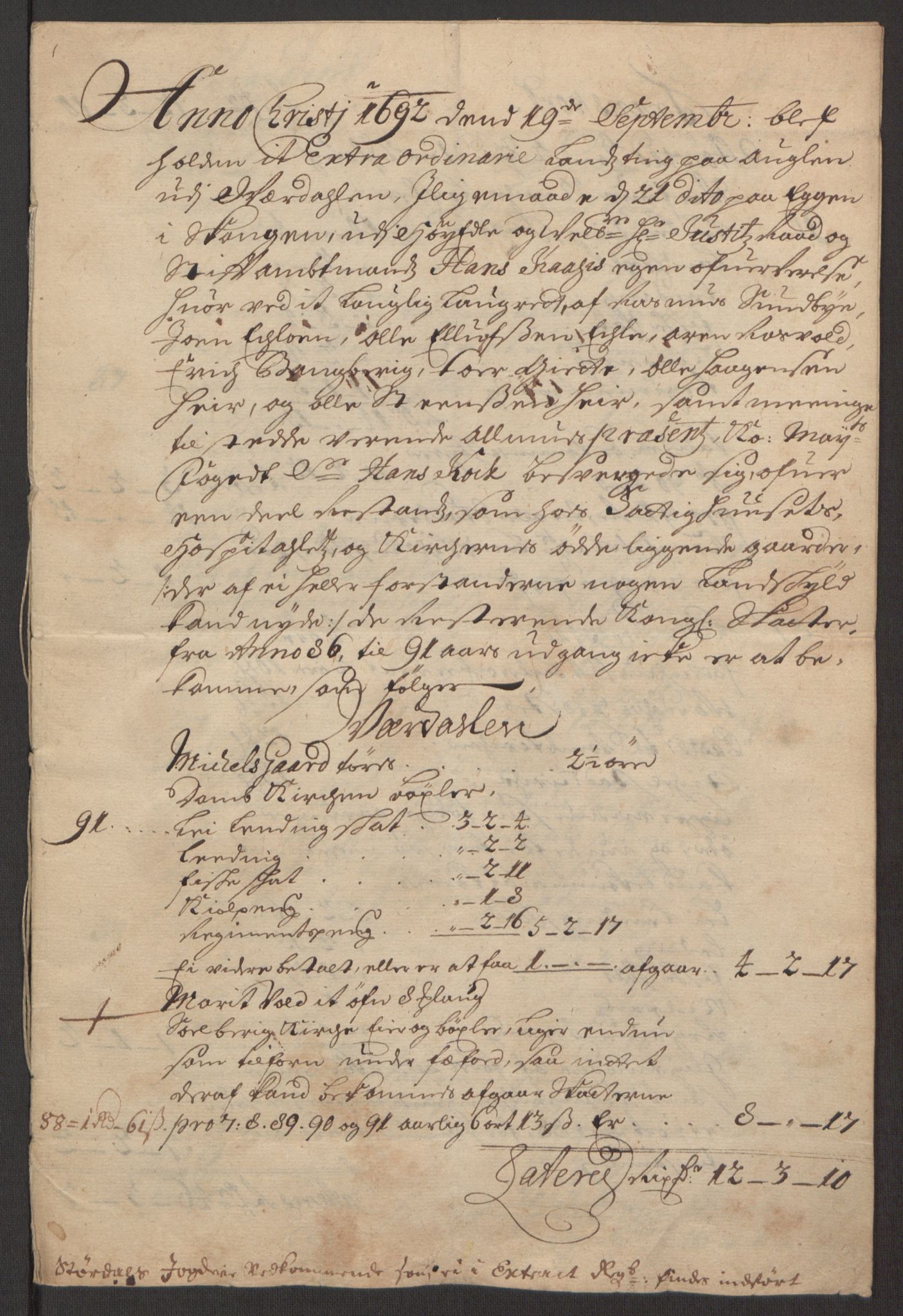 Rentekammeret inntil 1814, Reviderte regnskaper, Fogderegnskap, AV/RA-EA-4092/R62/L4185: Fogderegnskap Stjørdal og Verdal, 1692, p. 409