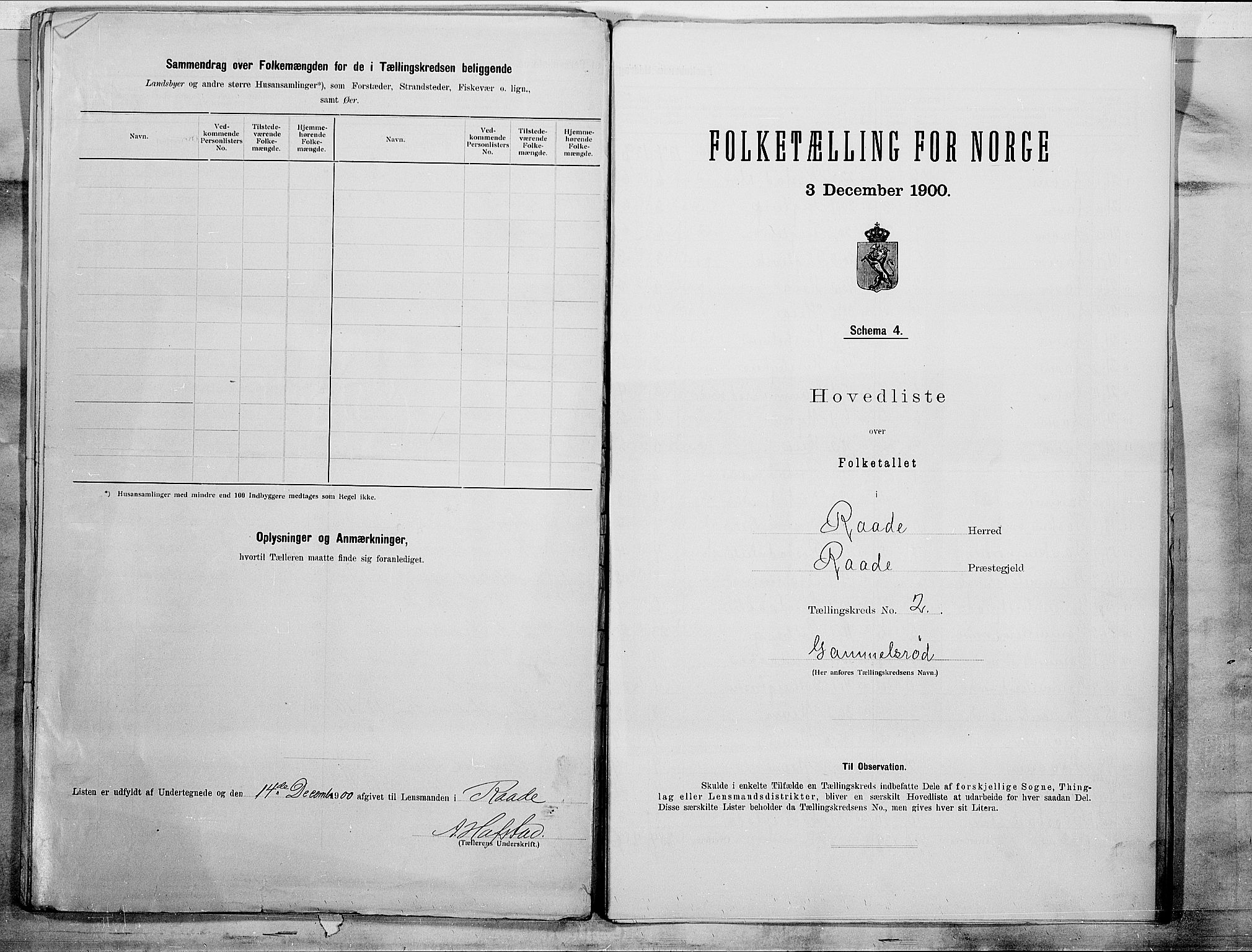 SAO, 1900 census for Råde, 1900, p. 6