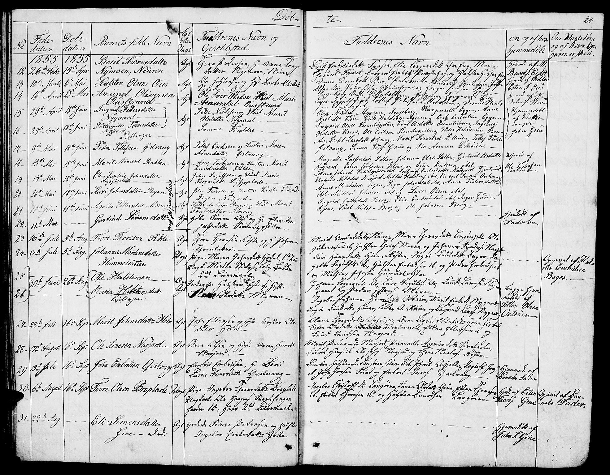 Tolga prestekontor, AV/SAH-PREST-062/L/L0004: Parish register (copy) no. 4, 1845-1887, p. 24