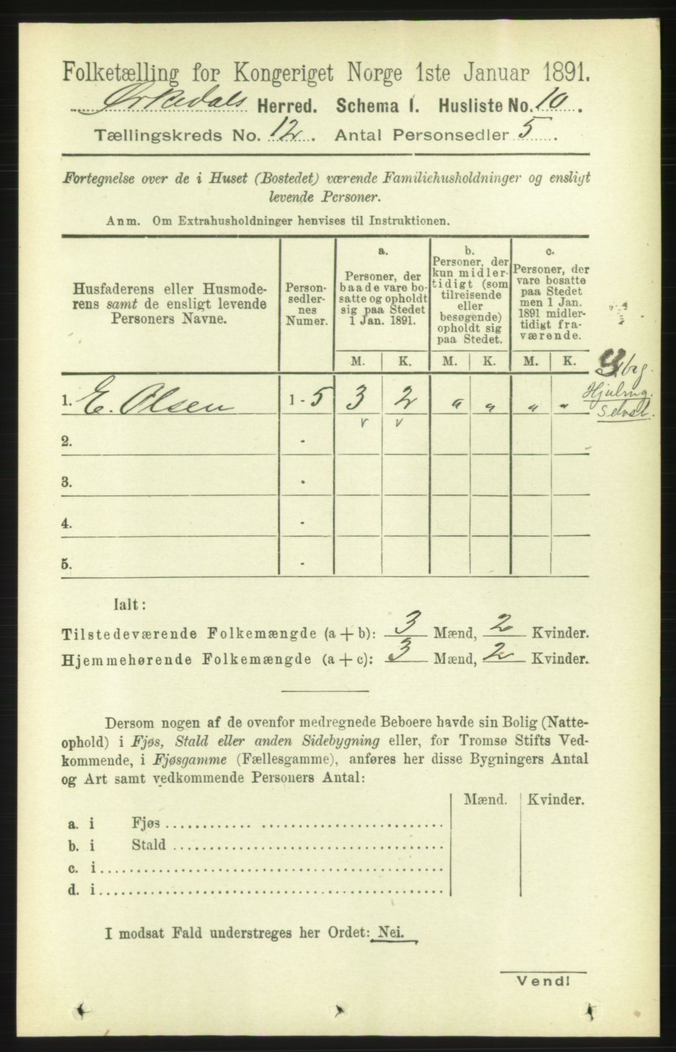 RA, 1891 census for 1638 Orkdal, 1891, p. 5525