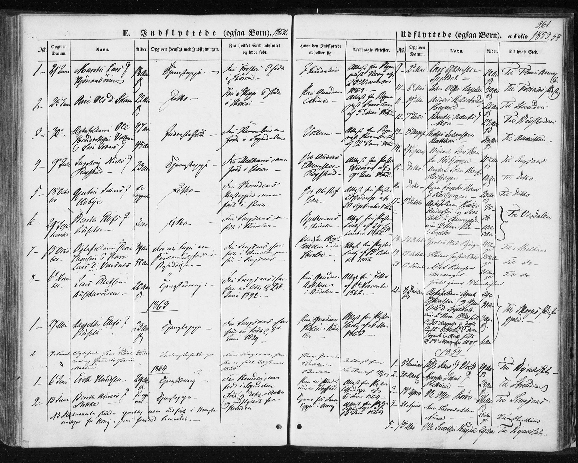 Ministerialprotokoller, klokkerbøker og fødselsregistre - Sør-Trøndelag, SAT/A-1456/687/L1000: Parish register (official) no. 687A06, 1848-1869, p. 261