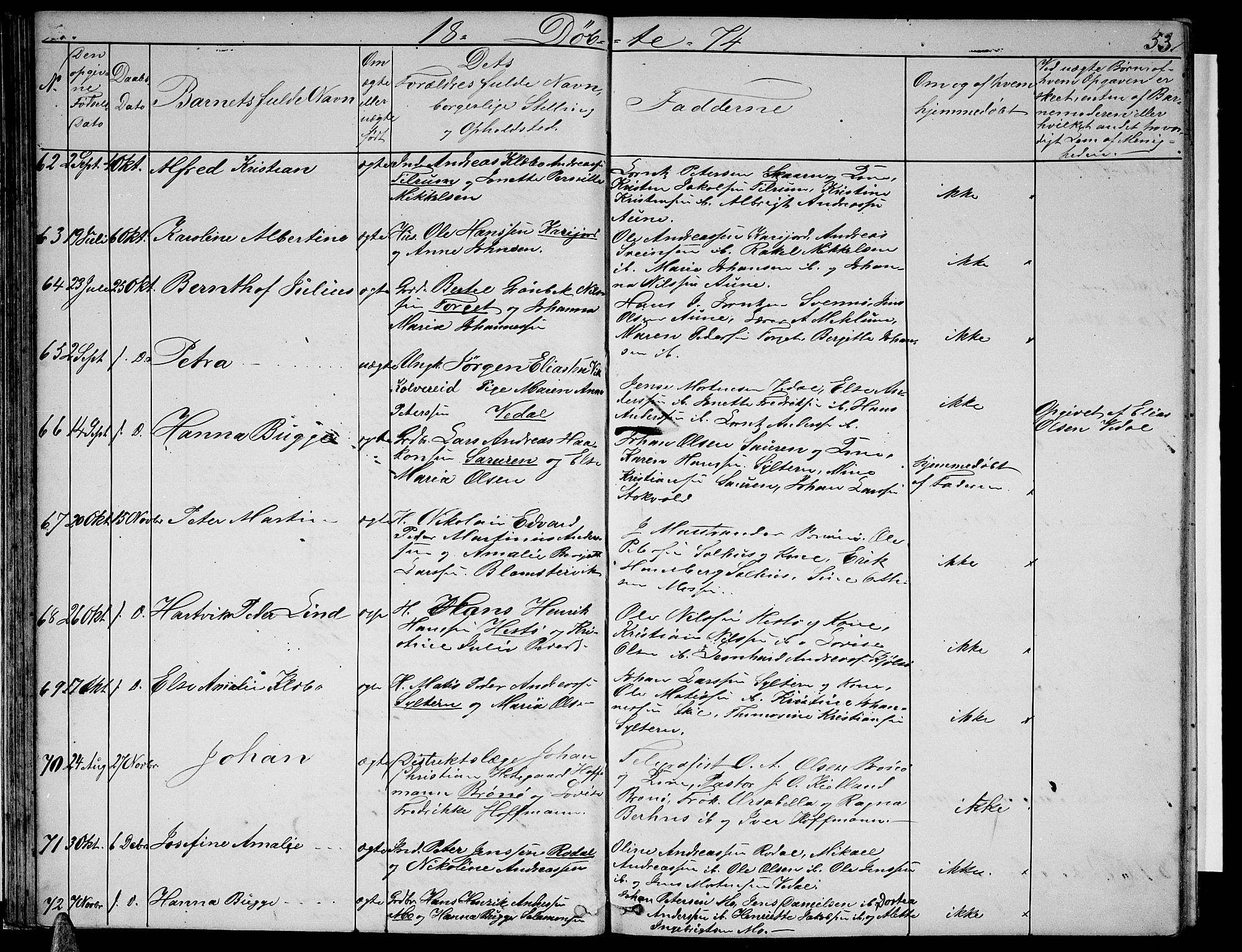 Ministerialprotokoller, klokkerbøker og fødselsregistre - Nordland, AV/SAT-A-1459/813/L0212: Parish register (copy) no. 813C04, 1864-1886, p. 53