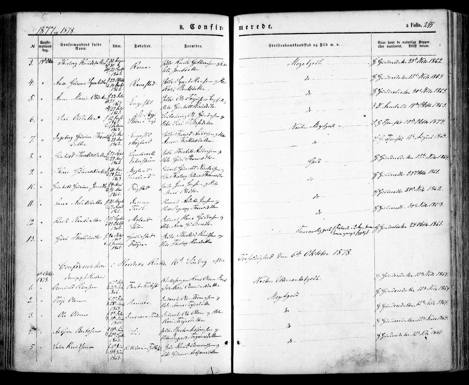Evje sokneprestkontor, SAK/1111-0008/F/Fa/Faa/L0006: Parish register (official) no. A 6, 1866-1884, p. 255