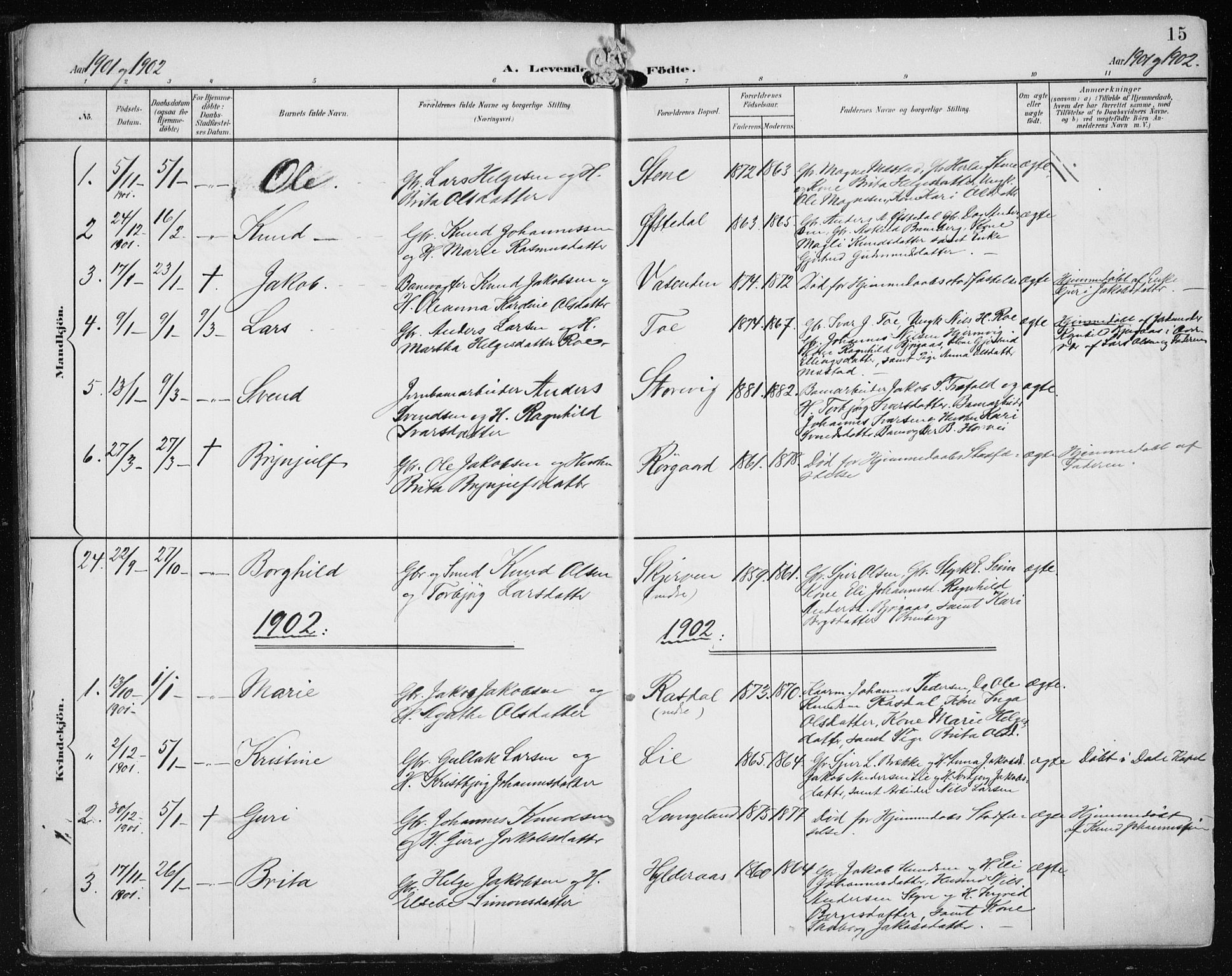Evanger sokneprestembete, SAB/A-99924: Parish register (official) no. A  3, 1900-1930, p. 15