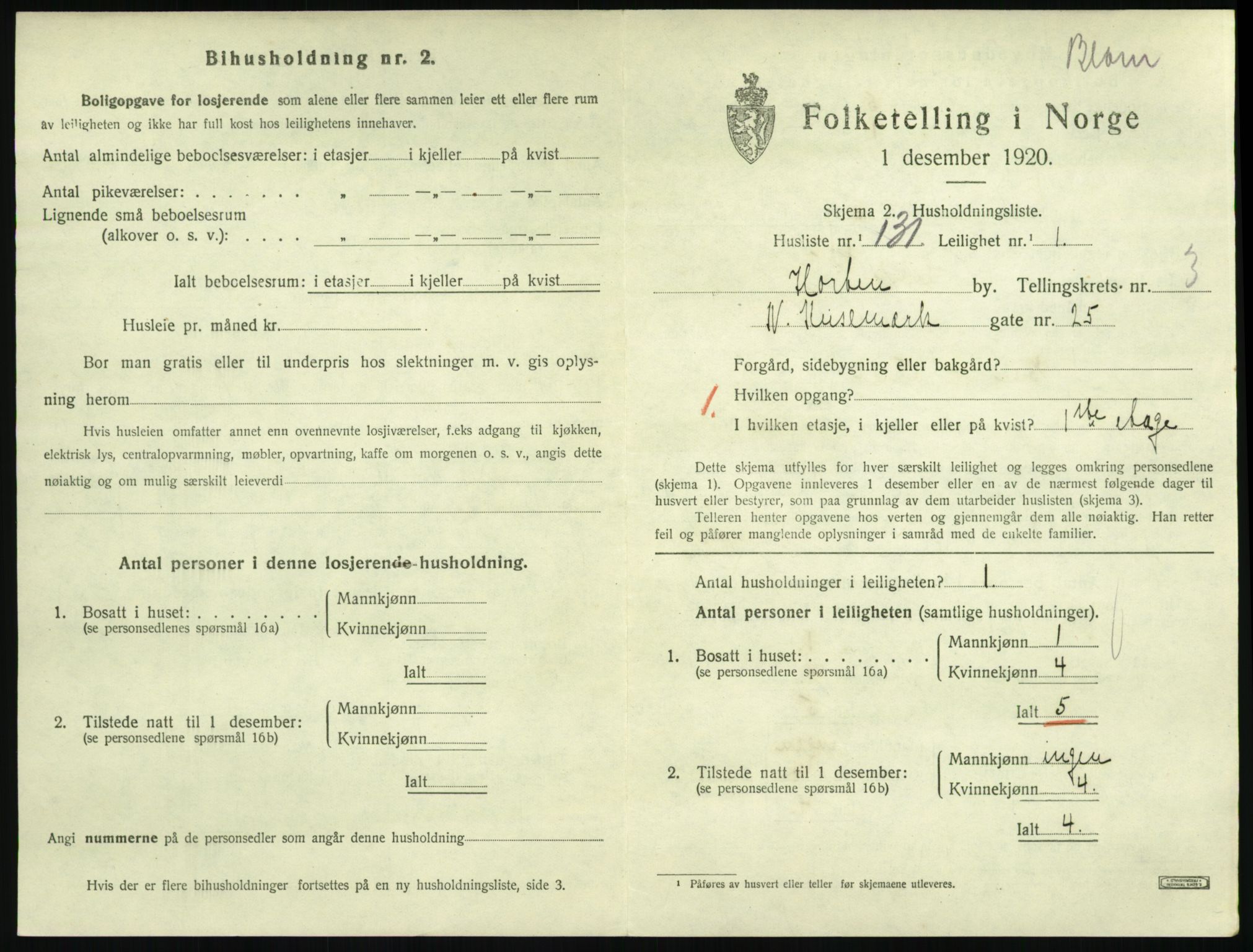 SAKO, 1920 census for Horten, 1920, p. 4565