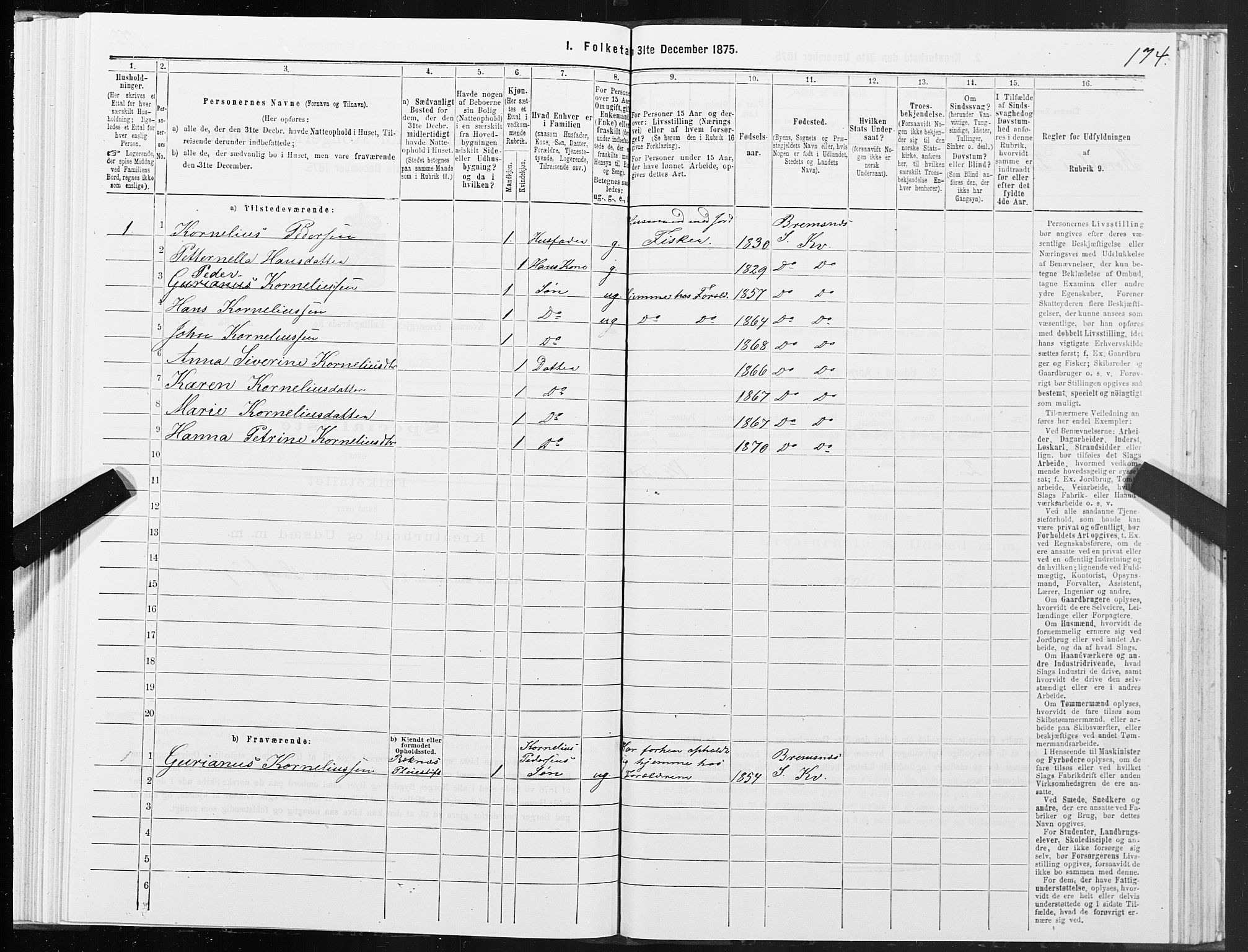 SAT, 1875 census for 1553P Kvernes, 1875, p. 5174