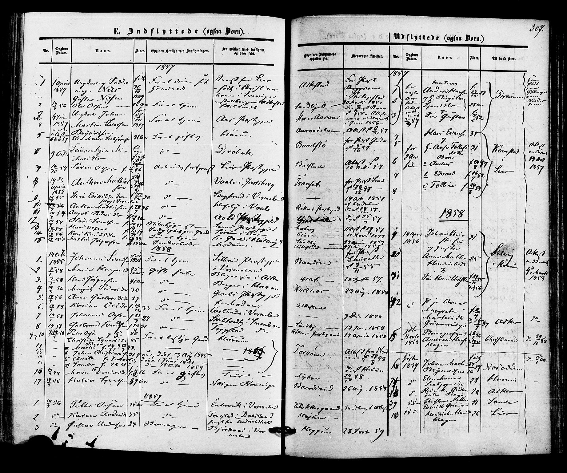 Røyken kirkebøker, SAKO/A-241/F/Fa/L0006: Parish register (official) no. 6, 1857-1875, p. 307