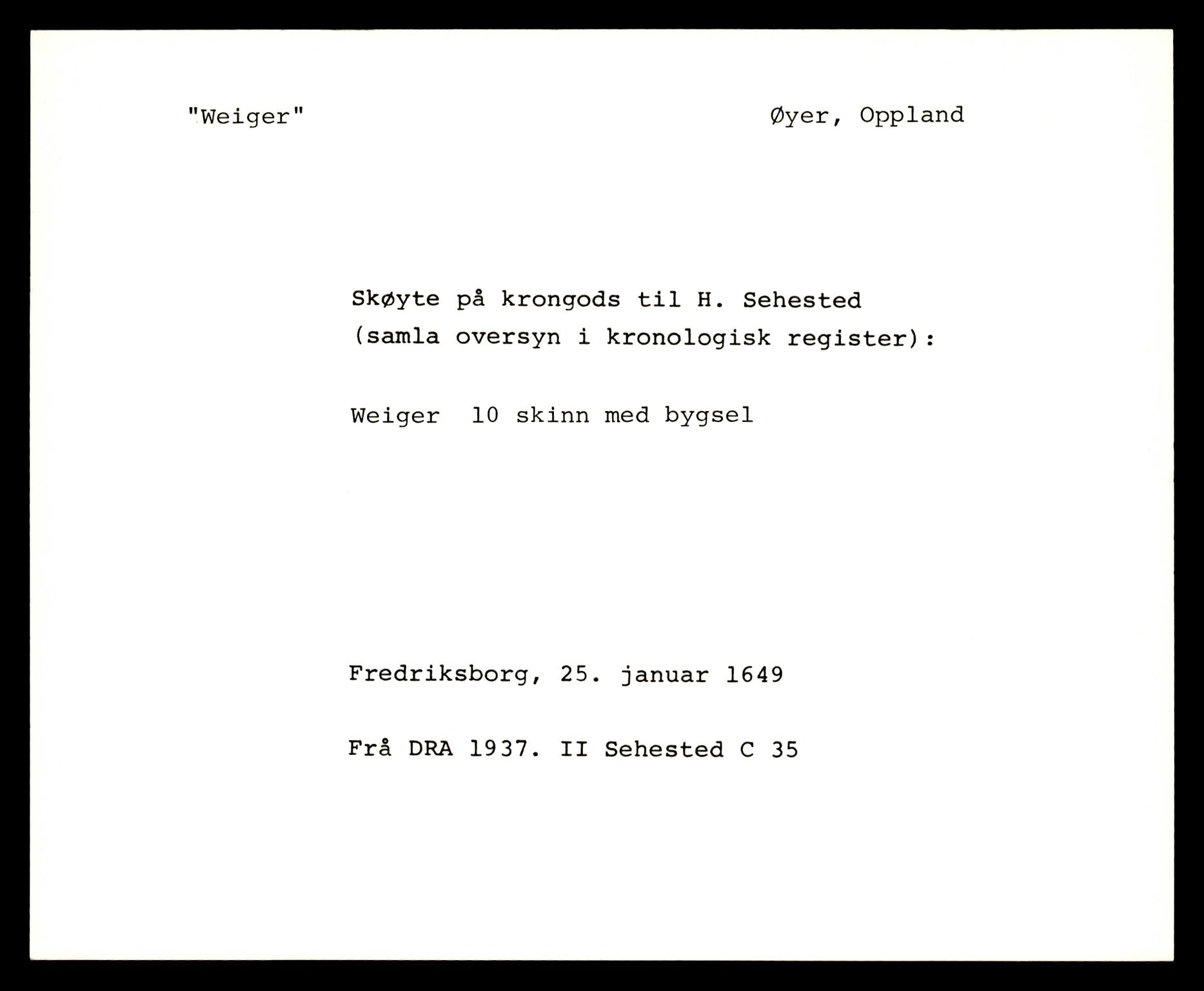 Riksarkivets diplomsamling, AV/RA-EA-5965/F35/F35e/L0010: Registreringssedler Oppland 2, 1400-1700, p. 323