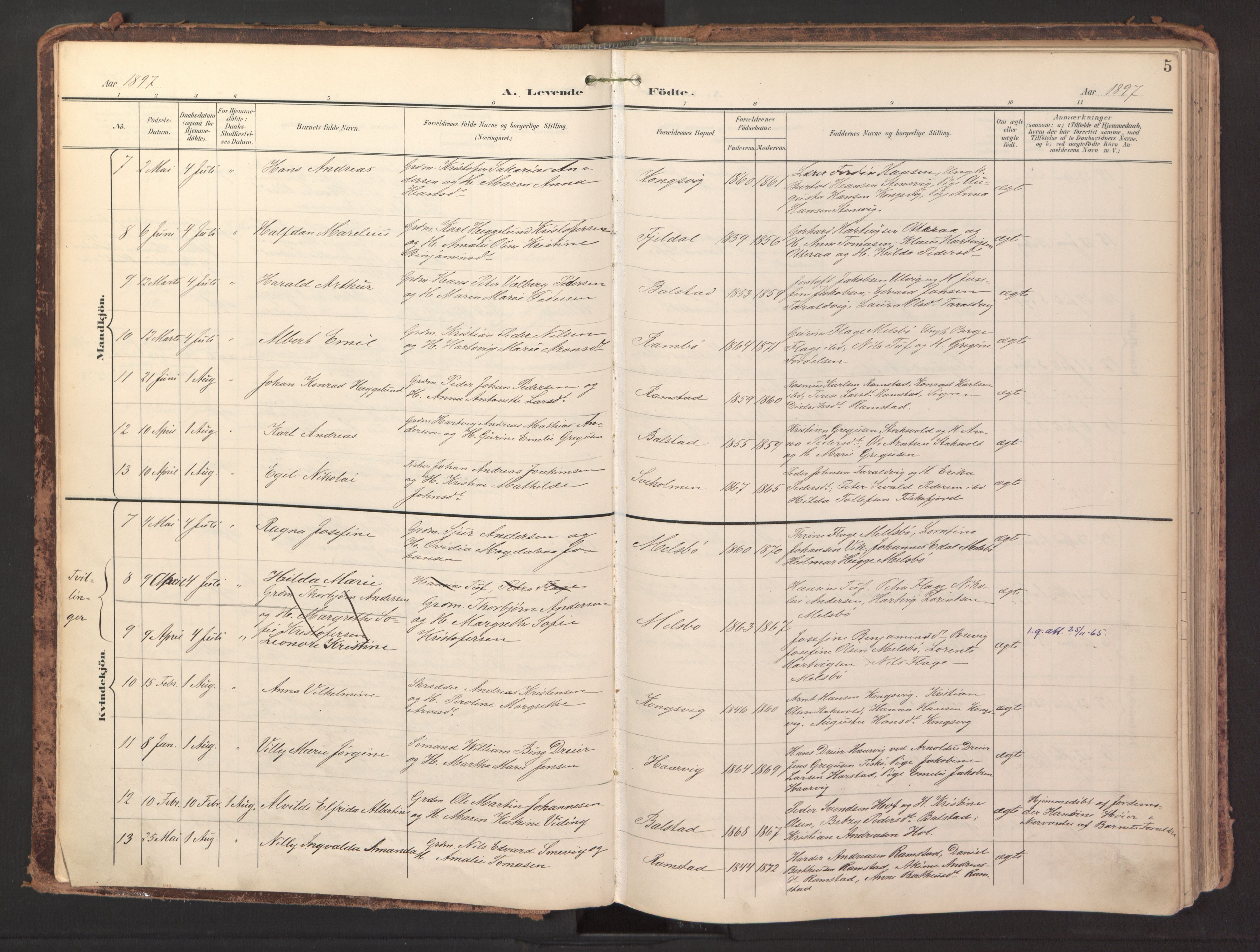 Ministerialprotokoller, klokkerbøker og fødselsregistre - Nordland, AV/SAT-A-1459/865/L0926: Parish register (official) no. 865A04, 1897-1912, p. 5