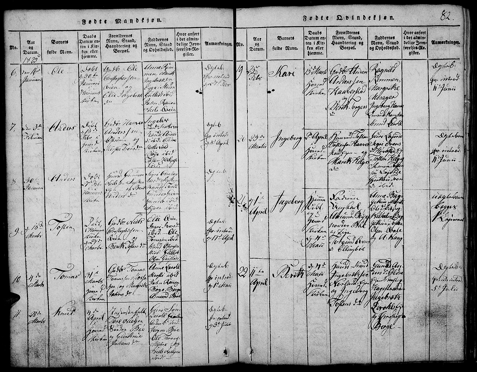Vang prestekontor, Valdres, SAH/PREST-140/H/Hb/L0002: Parish register (copy) no. 2, 1814-1889, p. 82