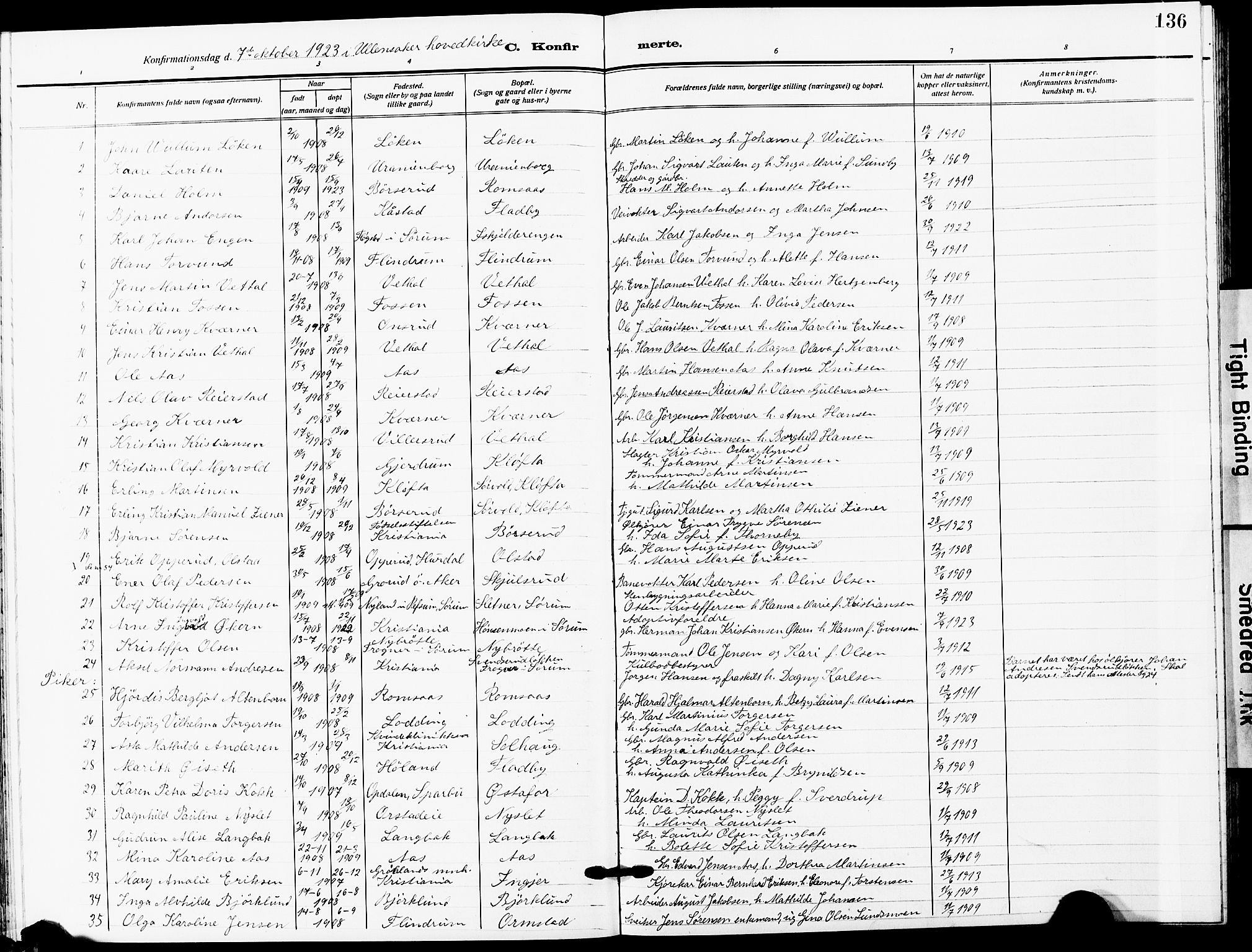 Ullensaker prestekontor Kirkebøker, AV/SAO-A-10236a/G/Ga/L0003: Parish register (copy) no. I 3, 1914-1929, p. 136