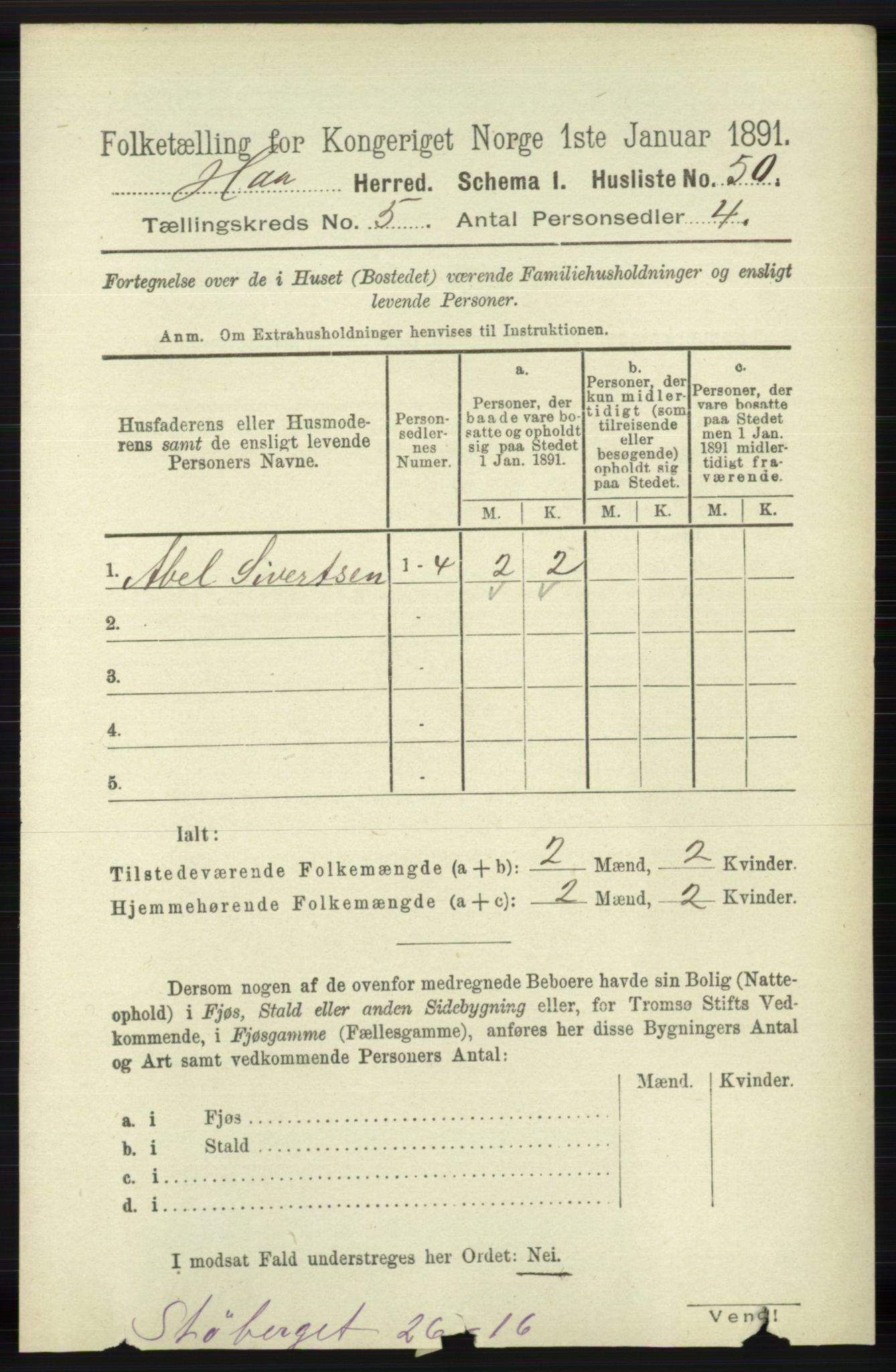 RA, 1891 census for 1119 Hå, 1891, p. 1338