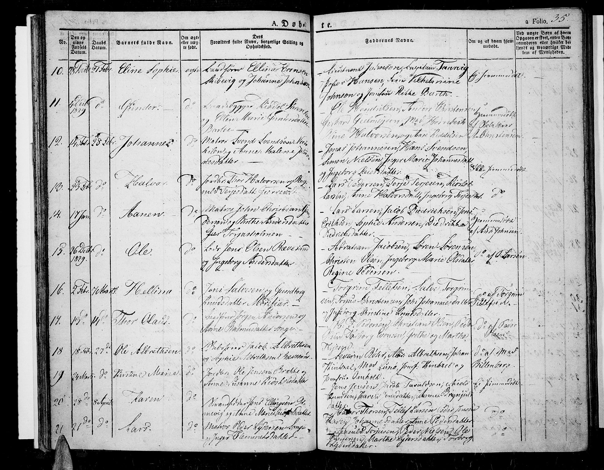 Tromøy sokneprestkontor, SAK/1111-0041/F/Fa/L0003: Parish register (official) no. A 3, 1825-1837, p. 35