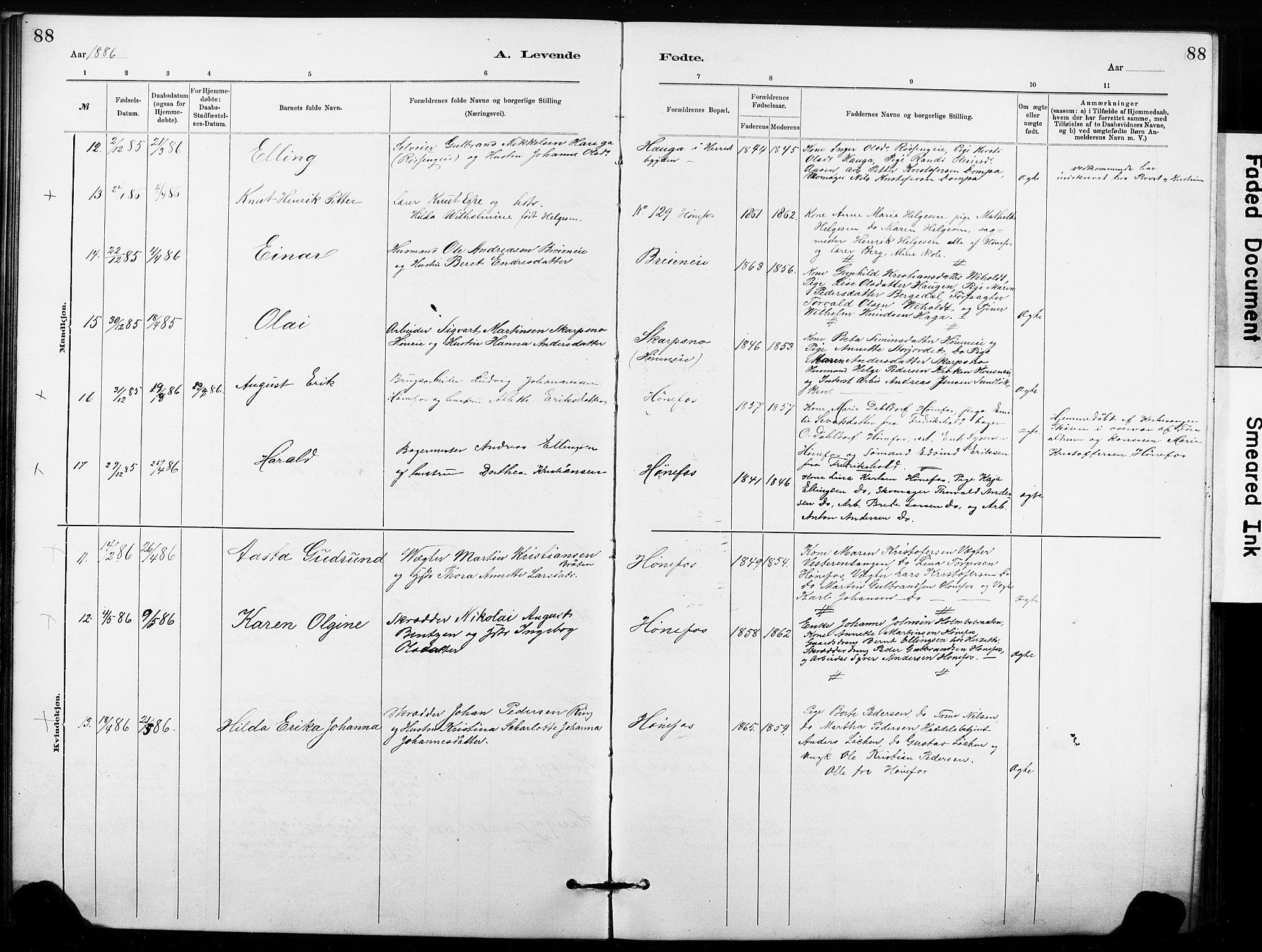 Hønefoss kirkebøker, AV/SAKO-A-609/G/Ga/L0001: Parish register (copy) no. 1, 1870-1887, p. 88
