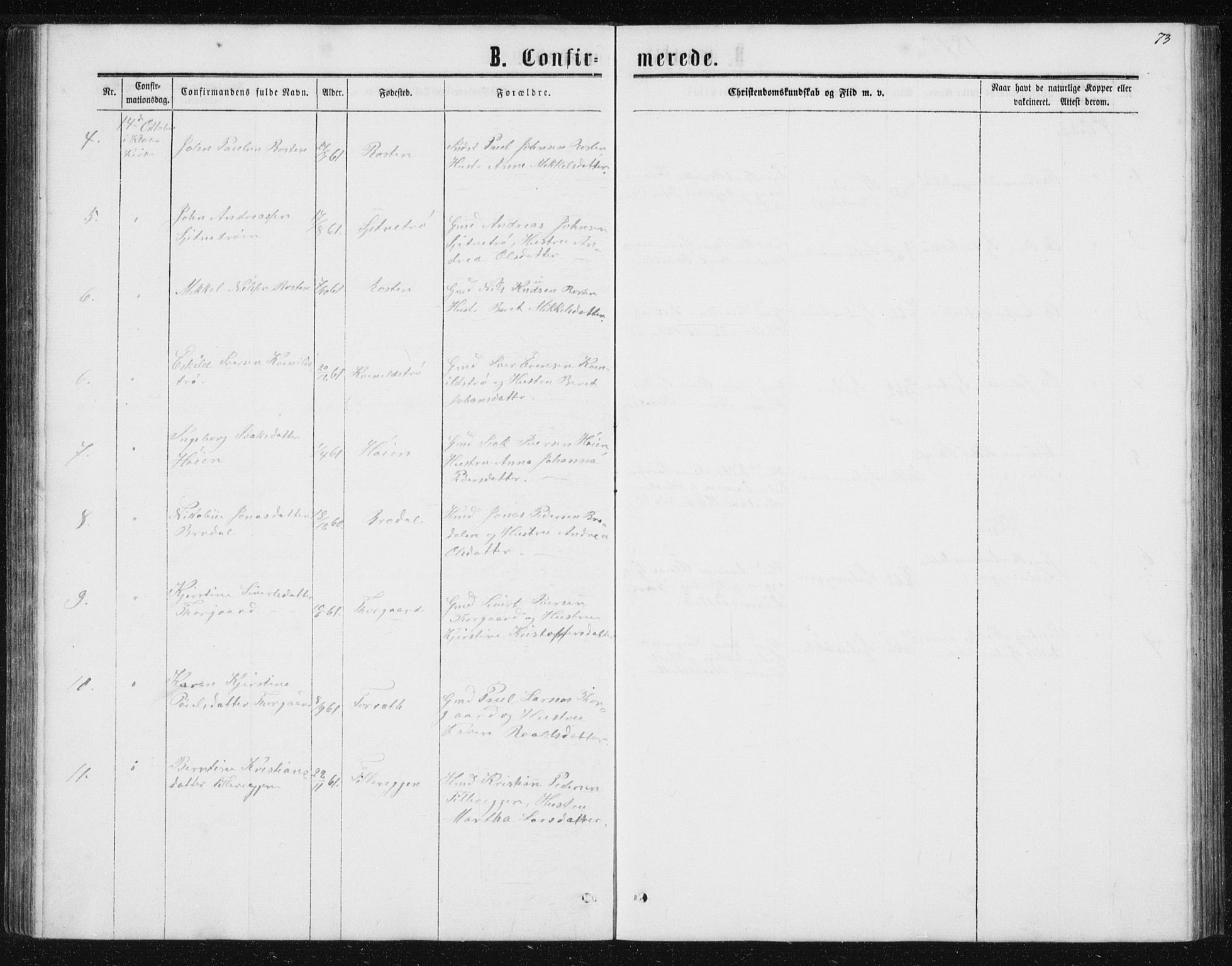 Ministerialprotokoller, klokkerbøker og fødselsregistre - Sør-Trøndelag, SAT/A-1456/621/L0459: Parish register (copy) no. 621C02, 1866-1895, p. 73